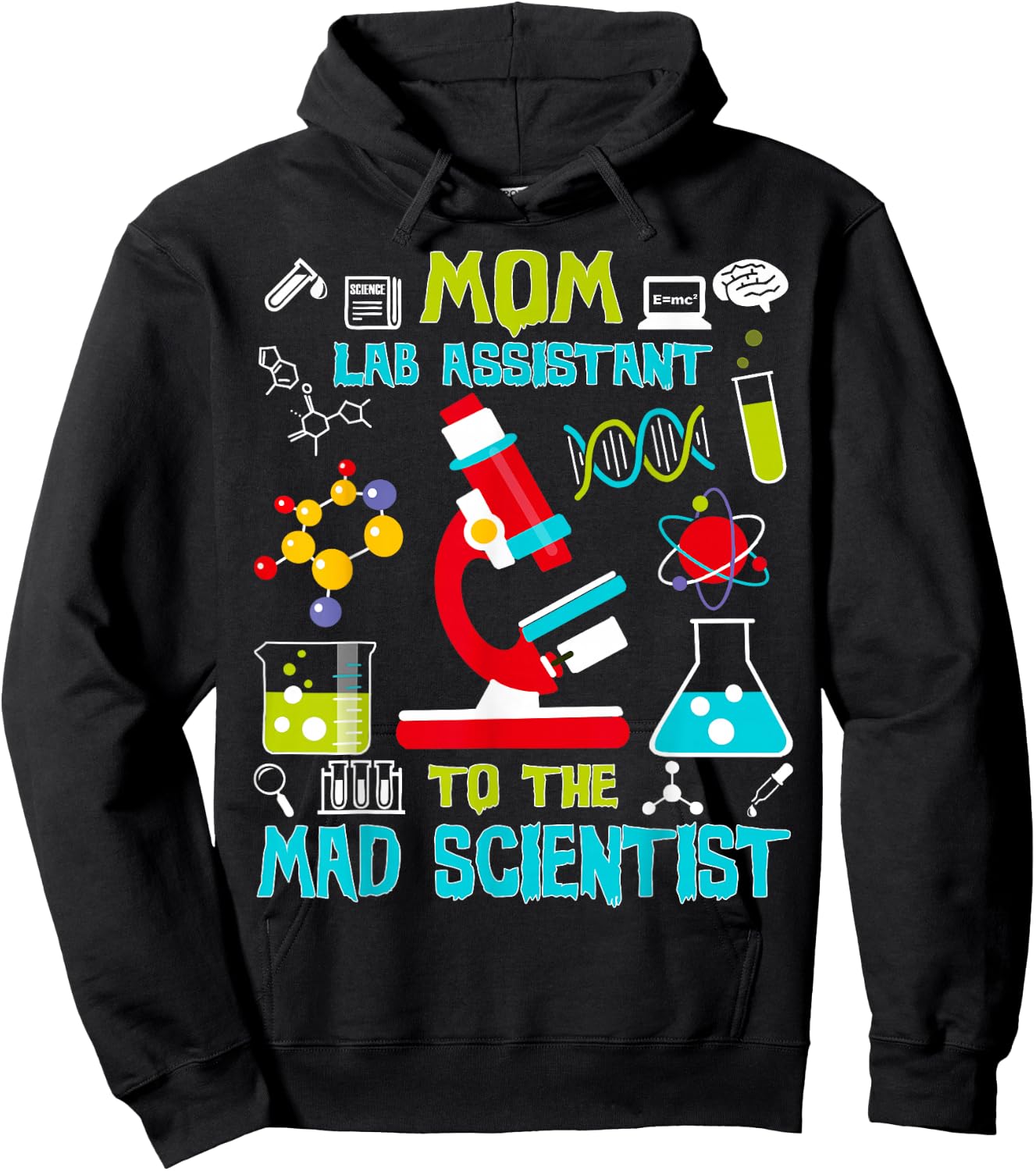Mom Lab Assistant Mad Scientist Party Birthday Gift Hoodie - Hoodie | Black