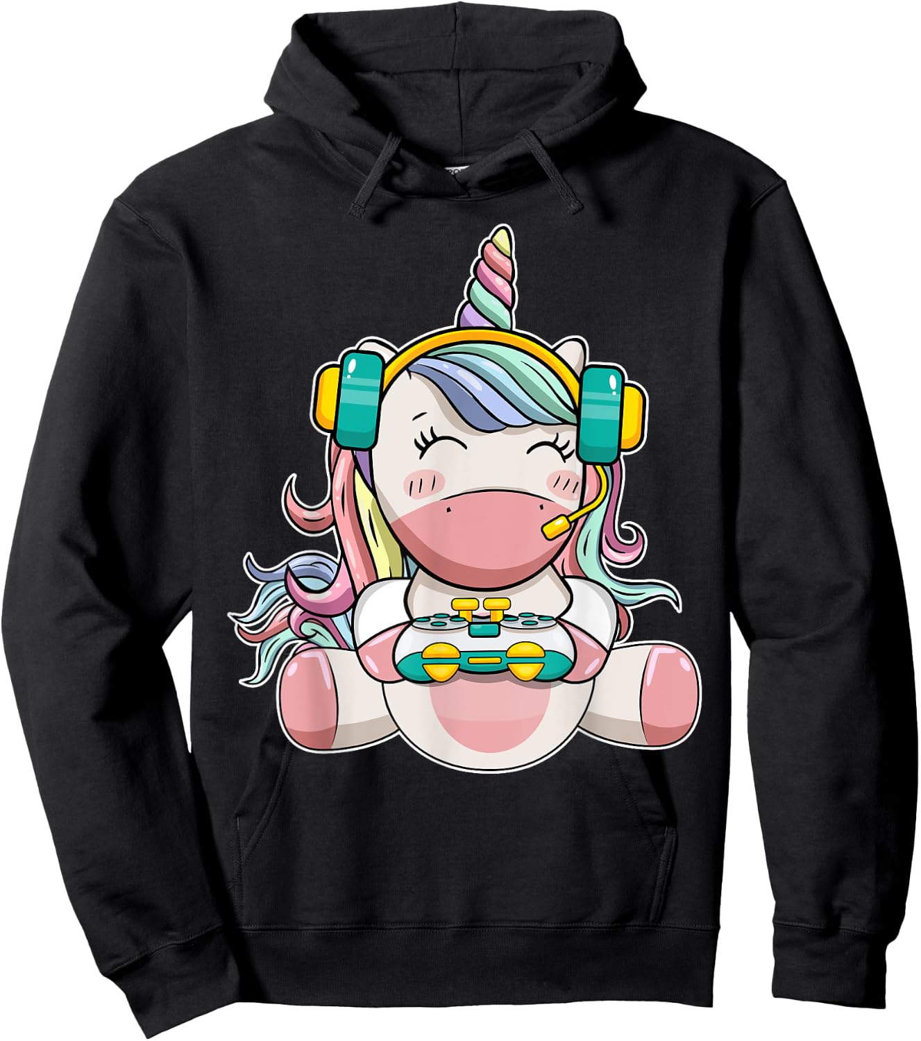 Gamer Girl Unicorn Gaming Cute Video Game Women Girls Teen Hoodie - Hoodie | Black