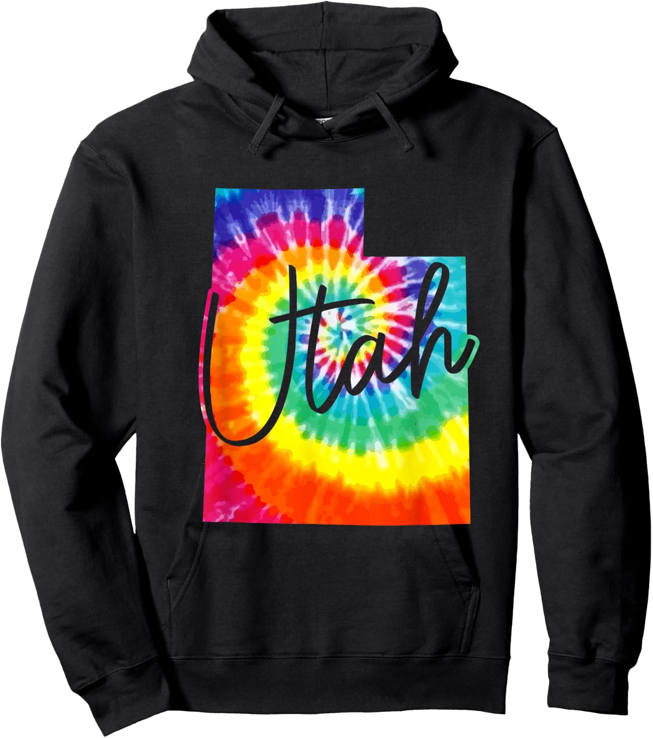 Utah Tie Dye State Map Pride Hippie Vintage Retro Hoodie - Hoodie | Black