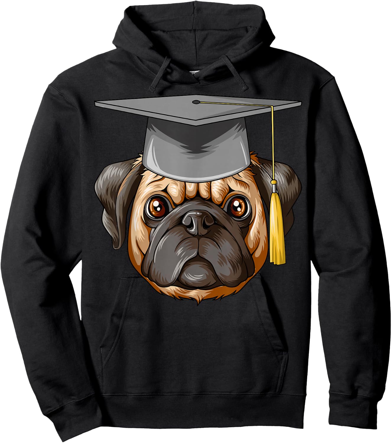 Pug Diploma Hat Pug Hoodie - Hoodie | Black