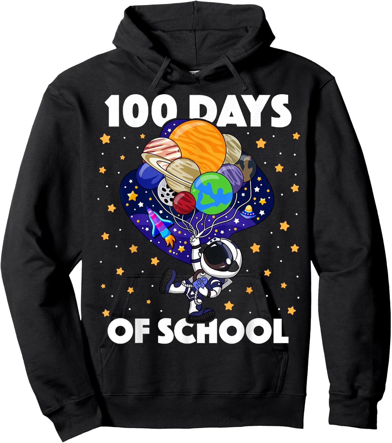 100 Days of School Astronaut Space Boys Kids 100th Day Hoodie - Hoodie | Black