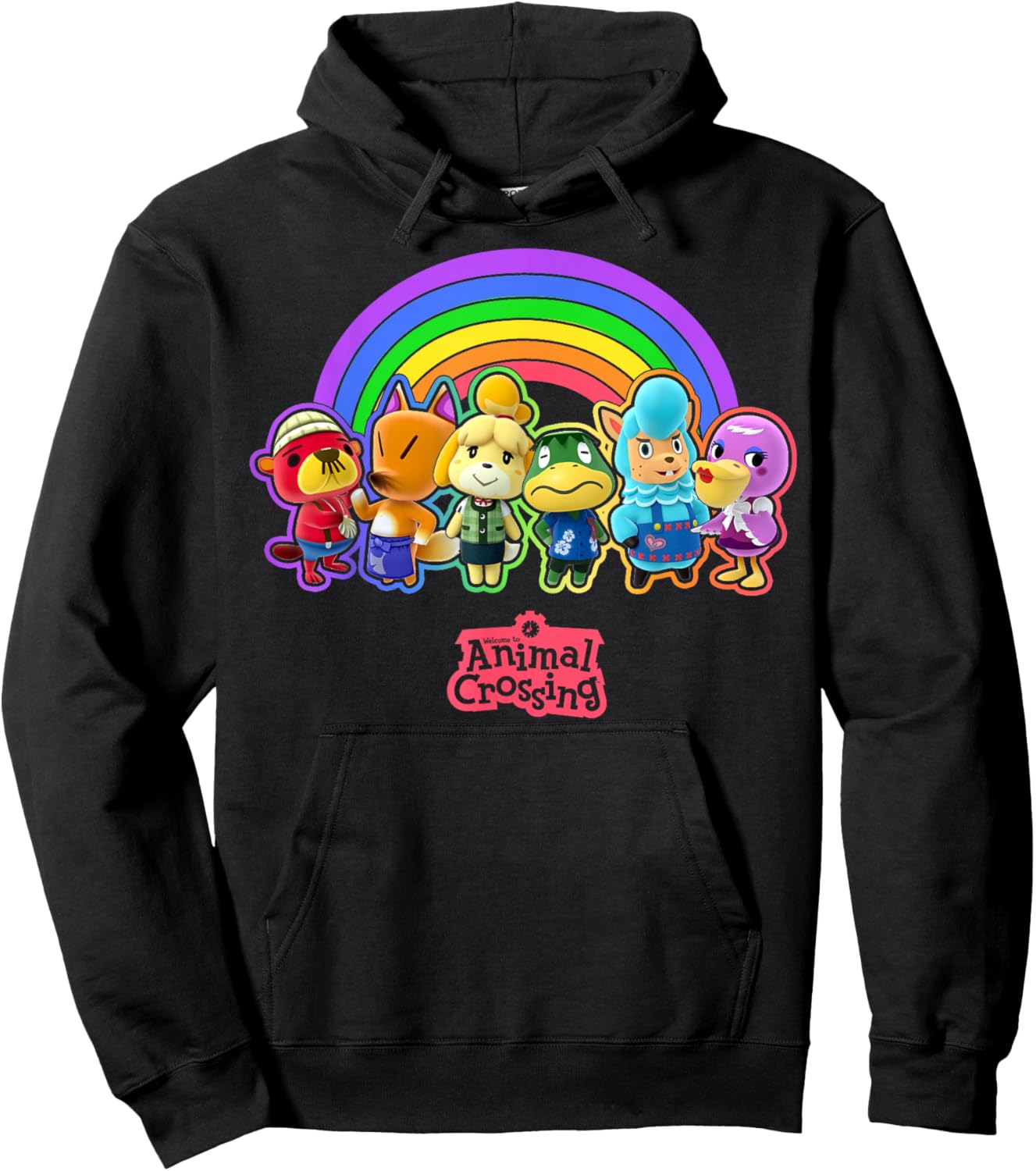 Animal Crossing Pride Rainbow Characters Nintendo Line Up Hoodie - Hoodie | Black