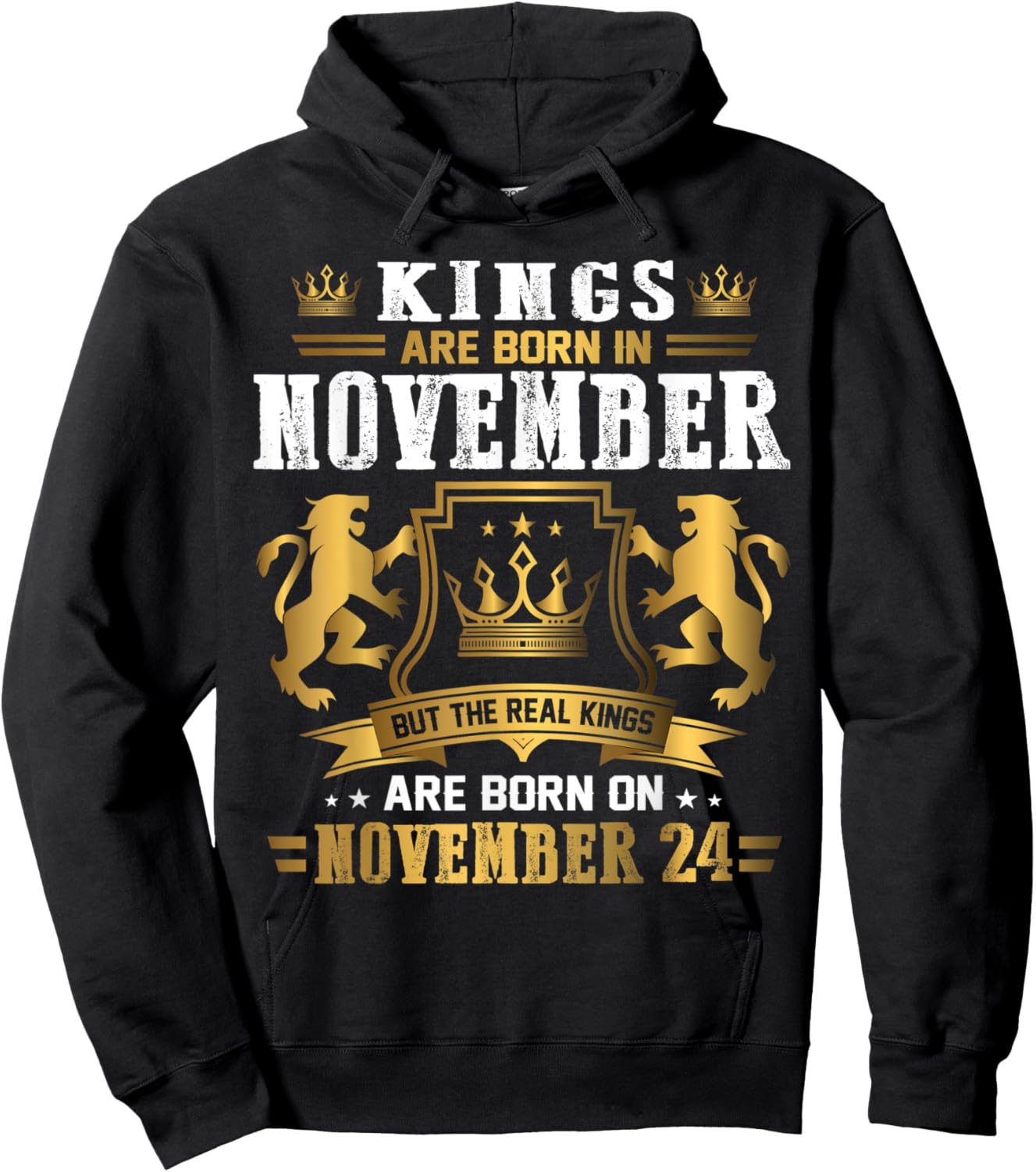 Real Kings Are Born On November 24th Birthday Gift Hoodie - Hoodie | Black