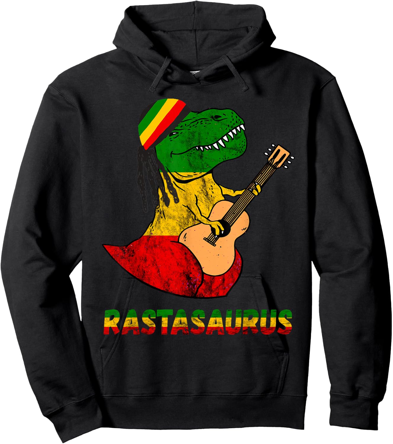 Rasta Dinosaur Reggae Music Jamaica Dino Rastafari T-Rex Hoodie - Hoodie | Black