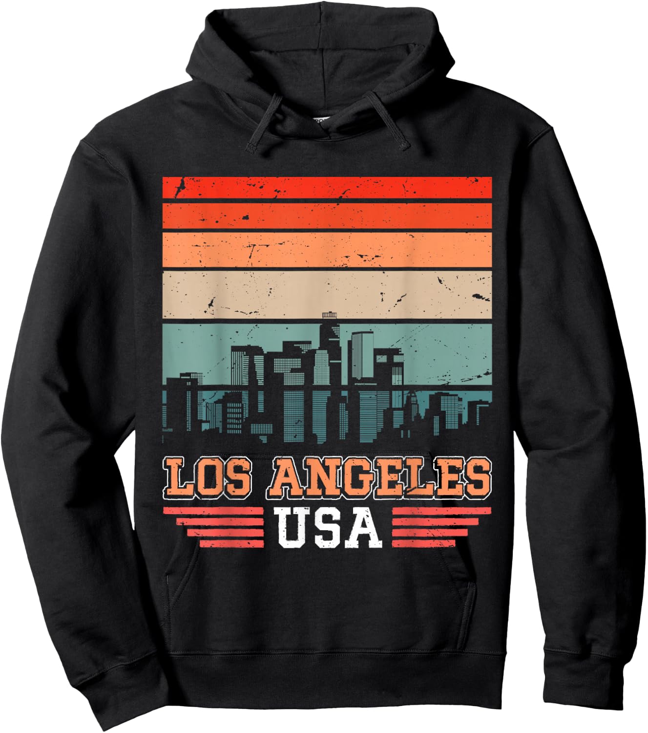 Los Angeles USA Retro Vintage Sunset Skyline Los Angeles Hoodie - Hoodie | Black