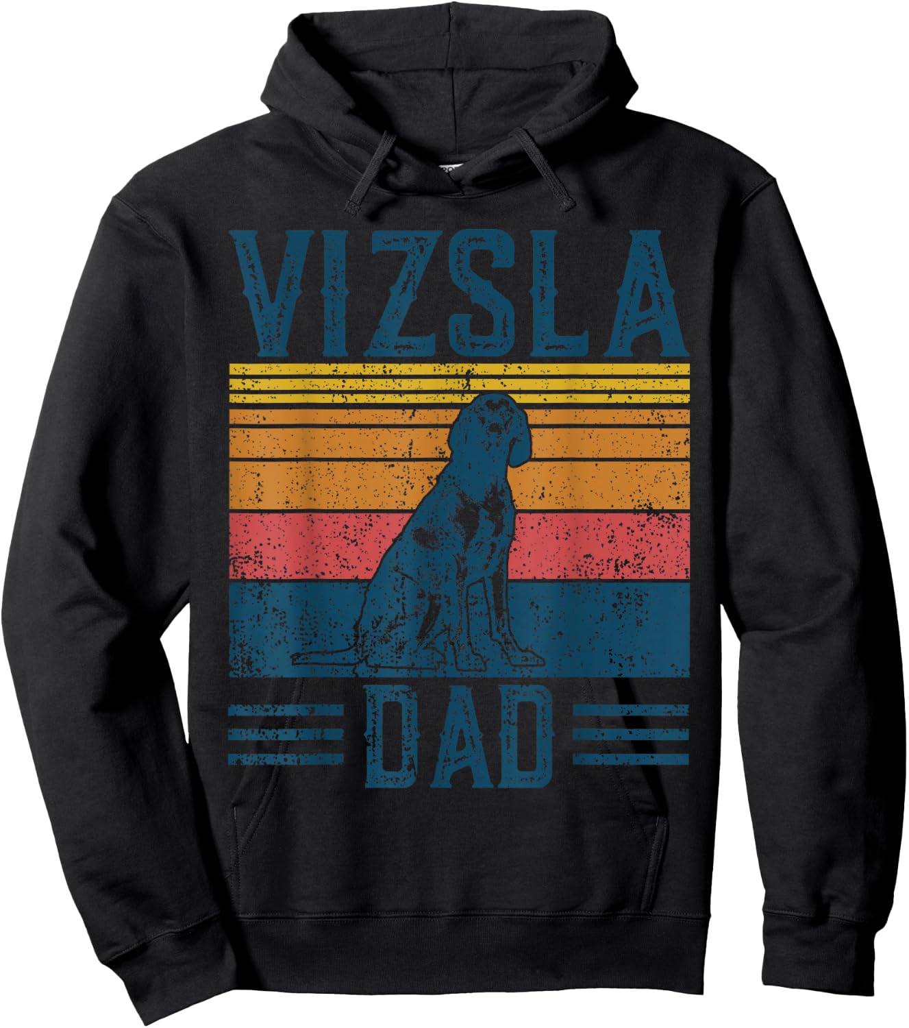 Vizsla Dad - Vintage Hungarian Vizsla Papa Hoodie - Hoodie | Black