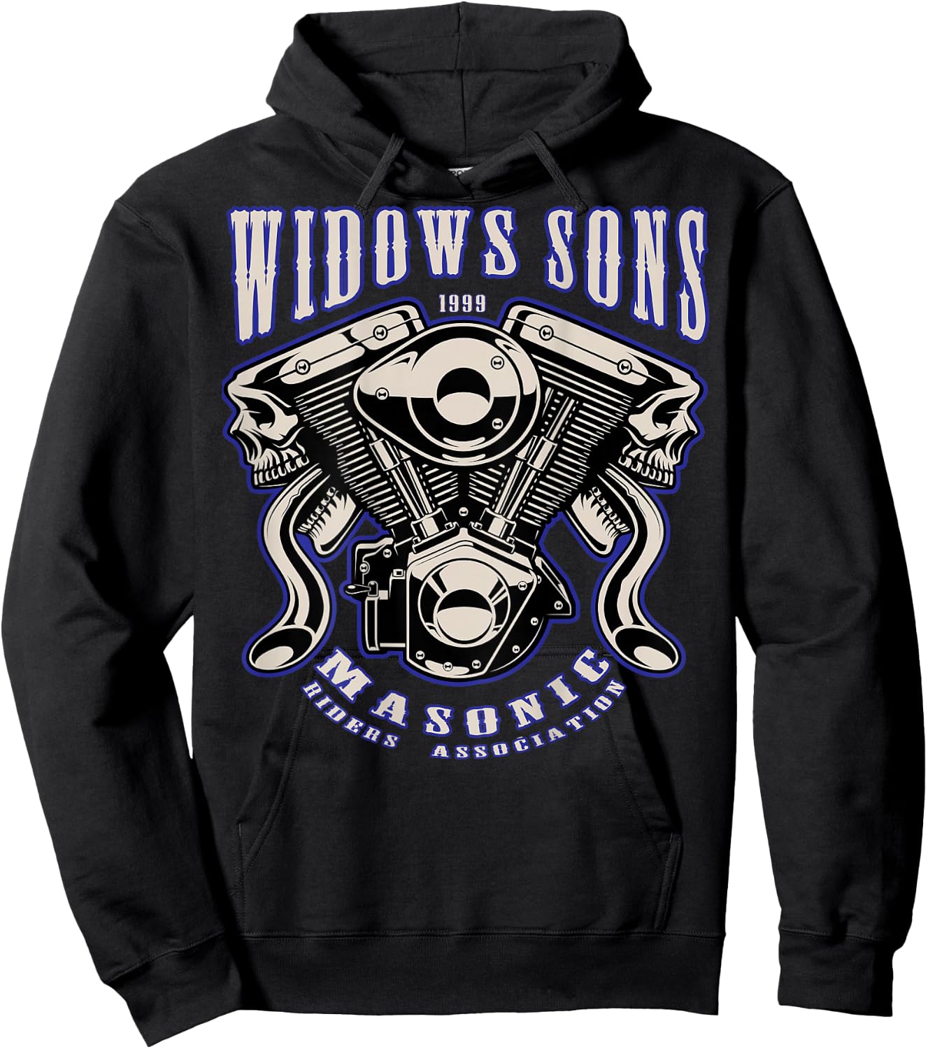Masonic Merch Widows Sons V-Twin Hoodie - Hoodie | Black