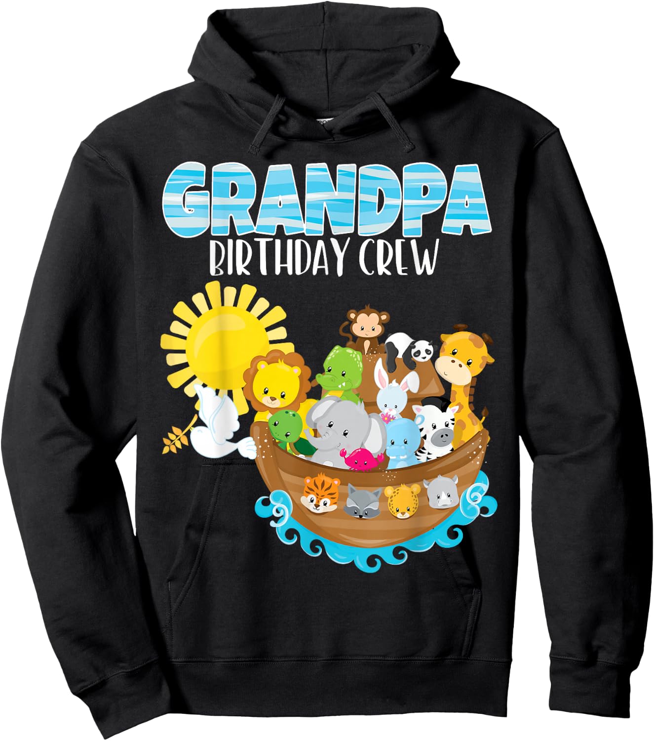 Noah's Ark Birthday Party Grandpa Birthday Crew Toddler Bday Hoodie - Hoodie | Black