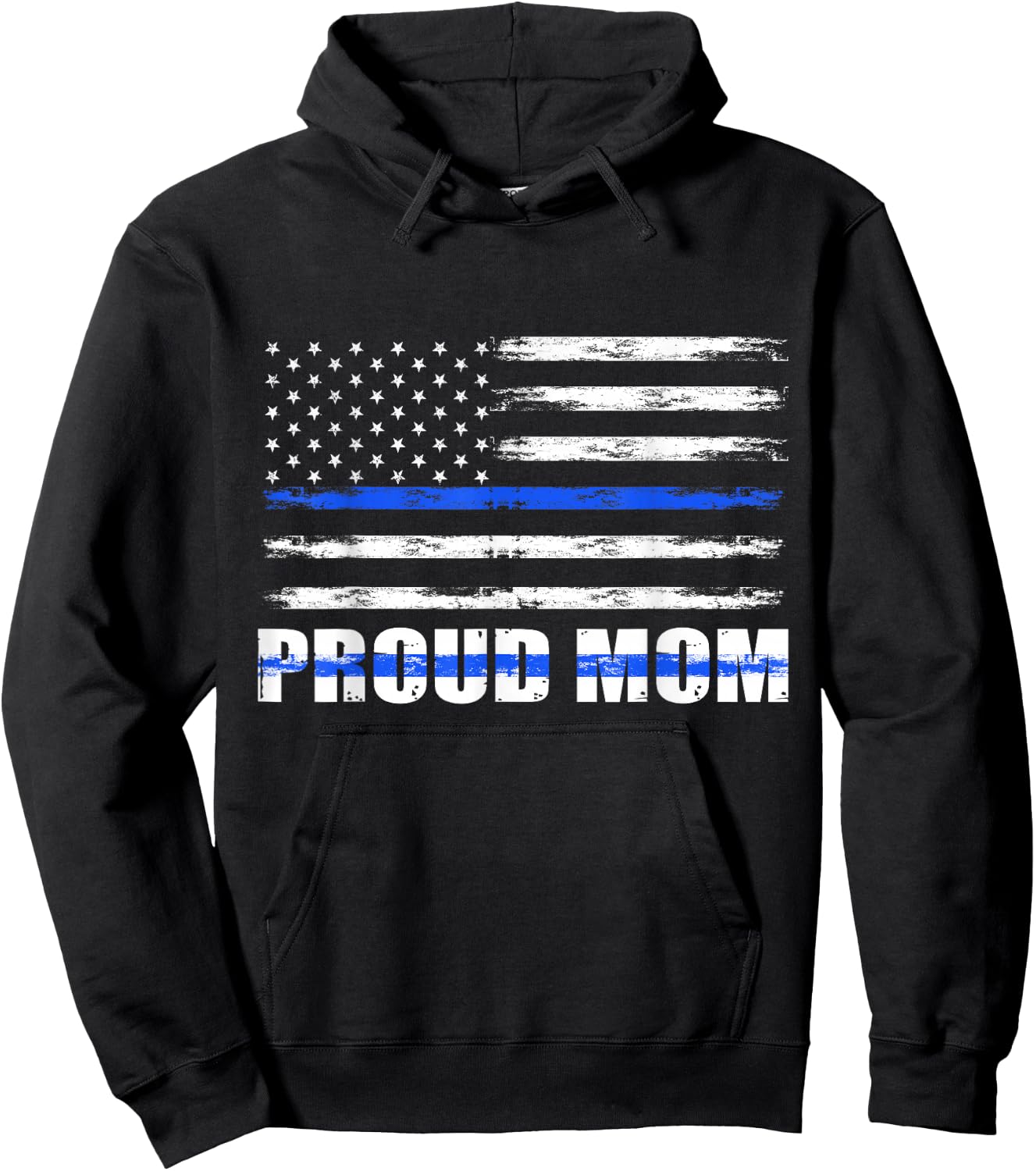 Police Officer Mom, Proud Mom Blue Line Family Mother's Day Hoodie - Hoodie | Black