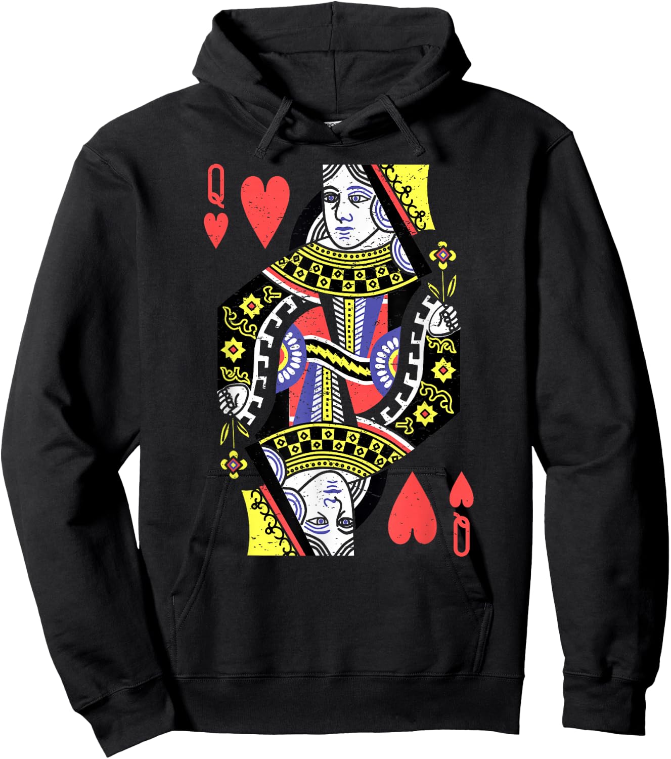 Queen of Hearts Playing Card Halloween Costume Valentine's Hoodie - Hoodie | Black