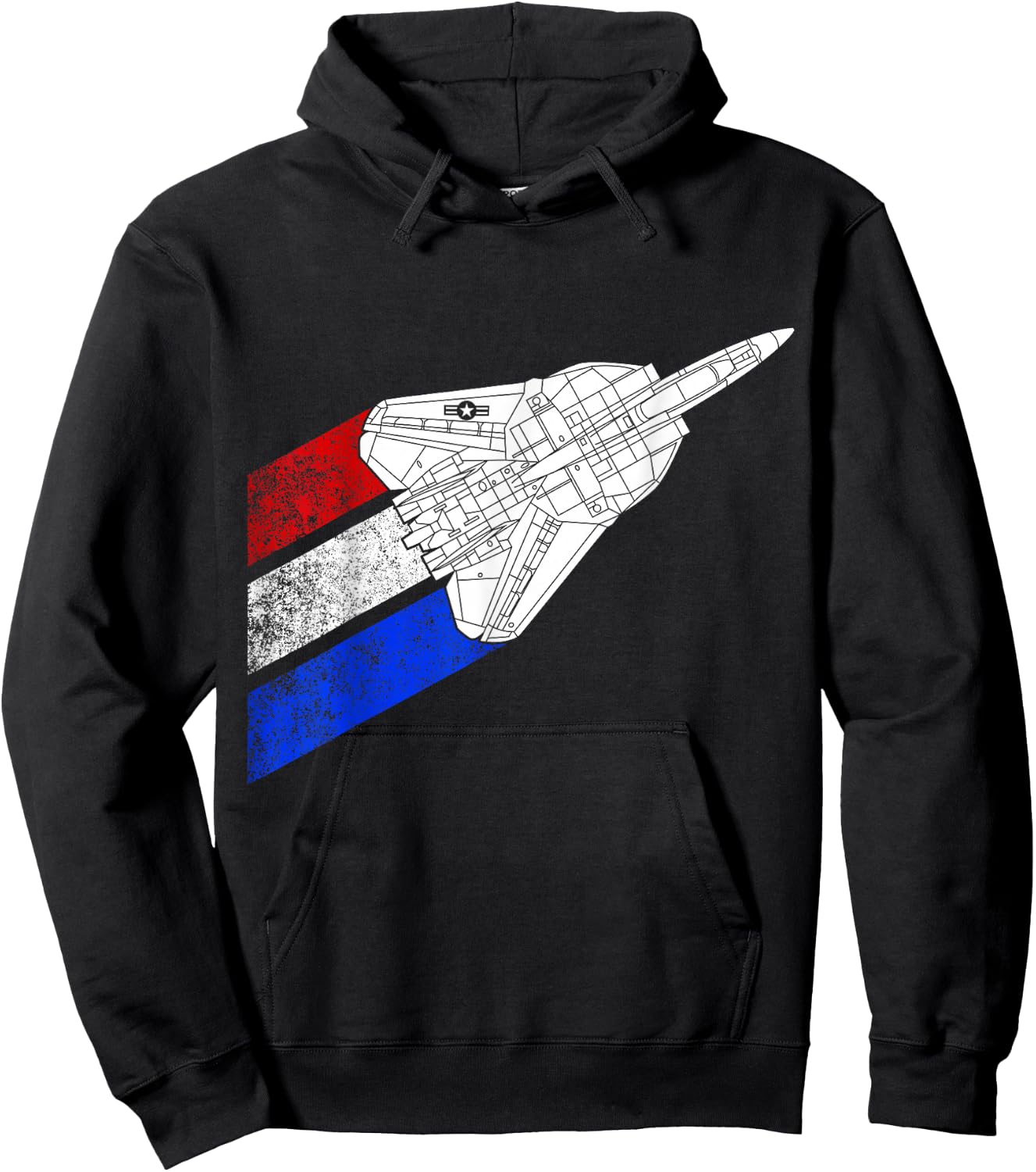 Vintage American Flag F14 Tomcat Airplane Schematic F-14 Jet Hoodie - Hoodie | Black