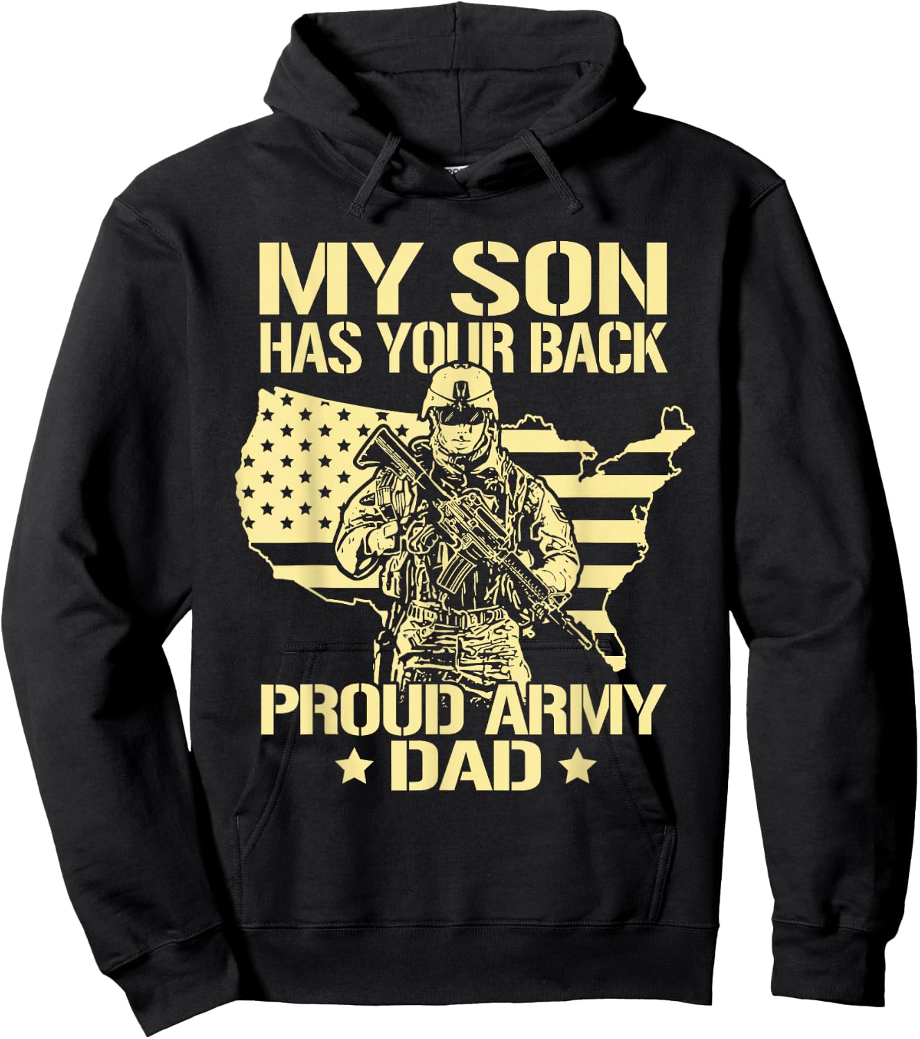 My Son Has Your Back - Proud Army Dad Shirt Father Gift Hoodie - Hoodie | Black