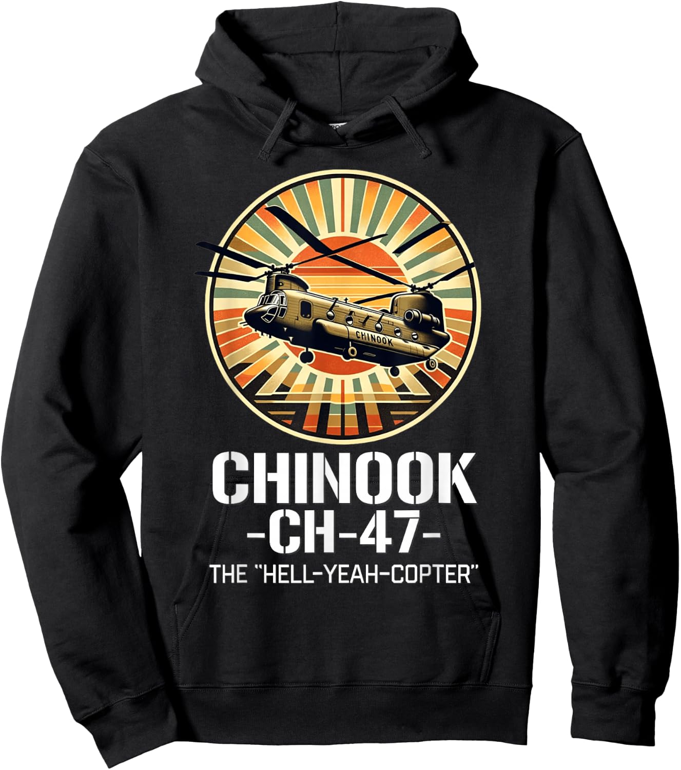 Vintage CH-47 Chinook Military Helicopter Hoodie - Hoodie | Black