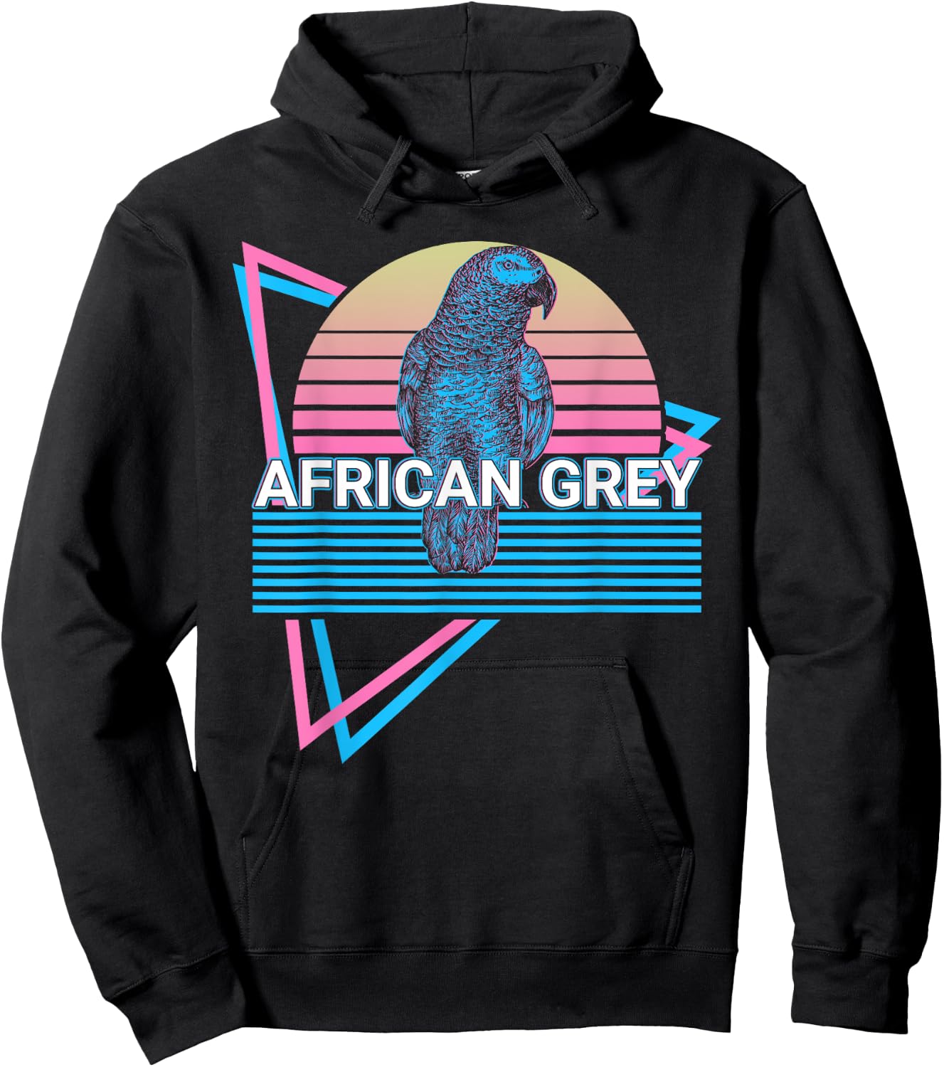 African Grey Parrot Retro Hoodie - Hoodie | Black