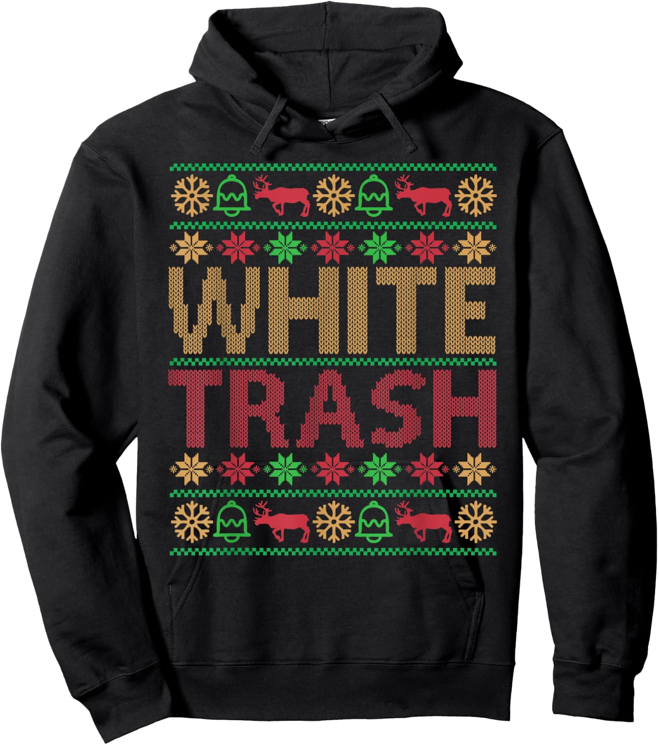 White Trash Christmas Ugly Christmas Hoodie - Hoodie | Black