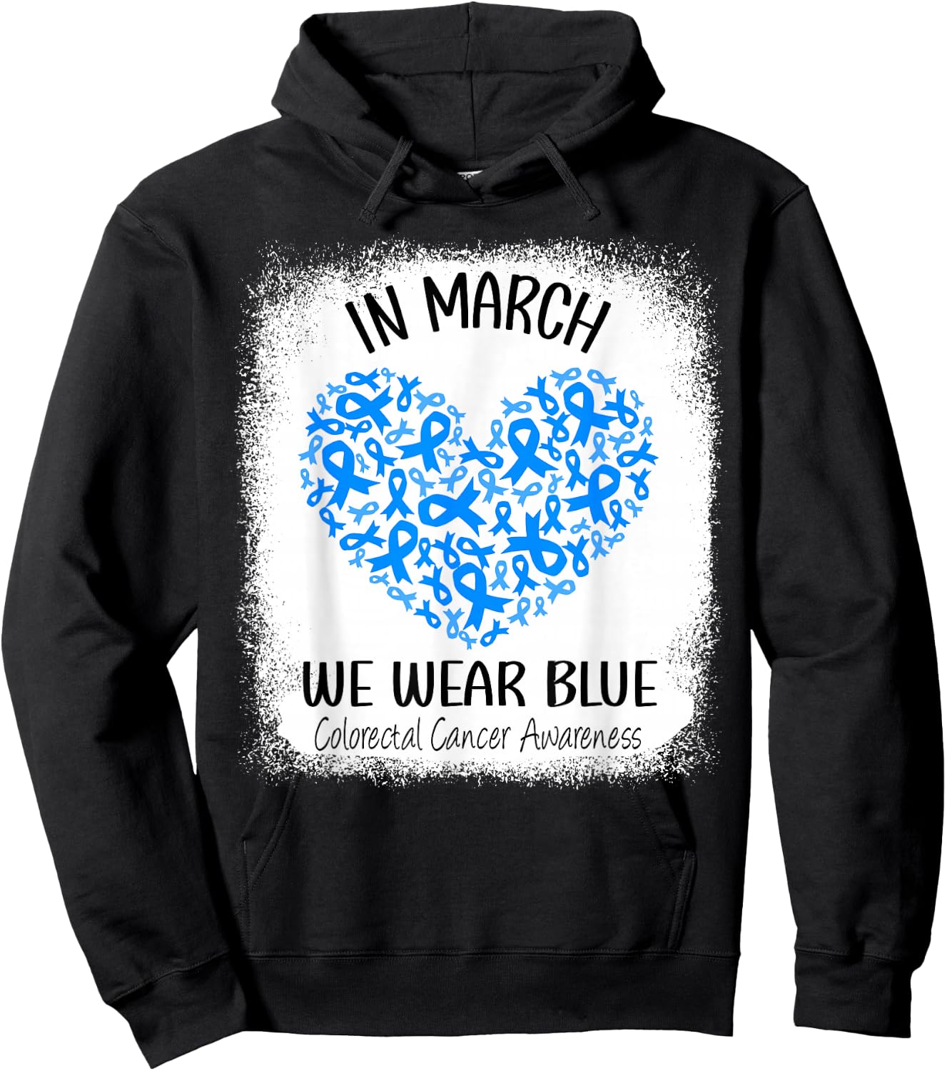 Heart March We Wear Blue Colorectal Cancer Awareness Colon Hoodie - Hoodie | Black