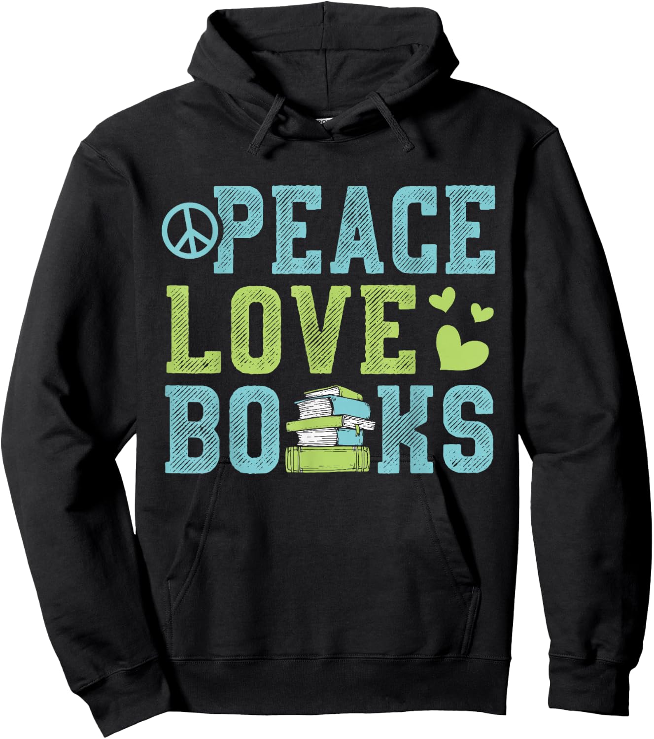 Books Peace Love Bookworm Book Nerd Book Lover Reading Gift Hoodie - Hoodie | Black