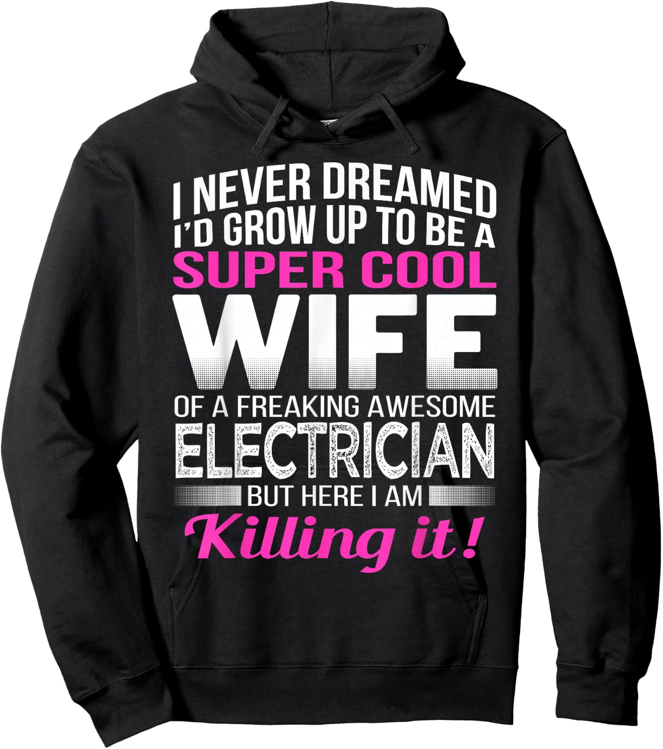 Electrician's Wife T Shirt Funny Gift Wife of Electrician Hoodie - Hoodie | Black