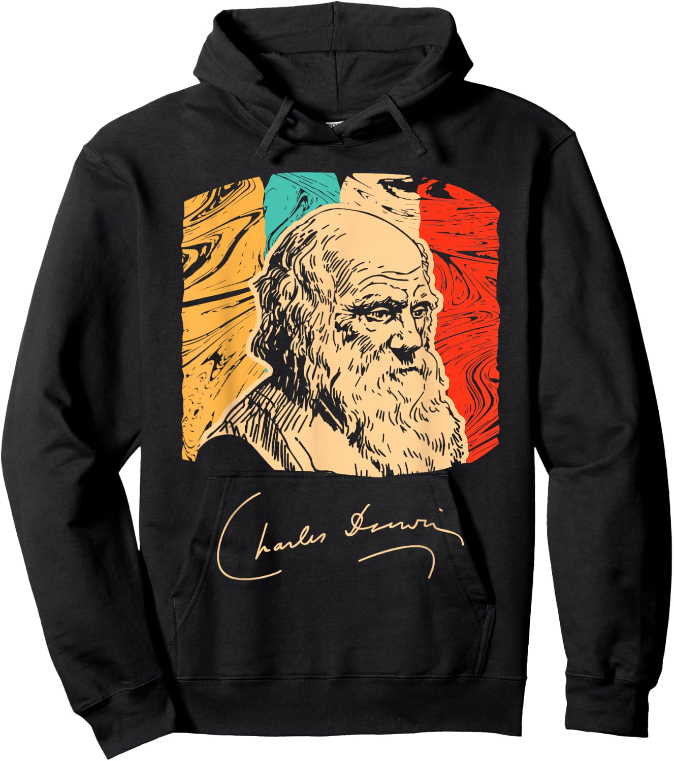 Charles Darwin Naturalist Biologist Scientist Retro T shirt Hoodie - Hoodie | Black