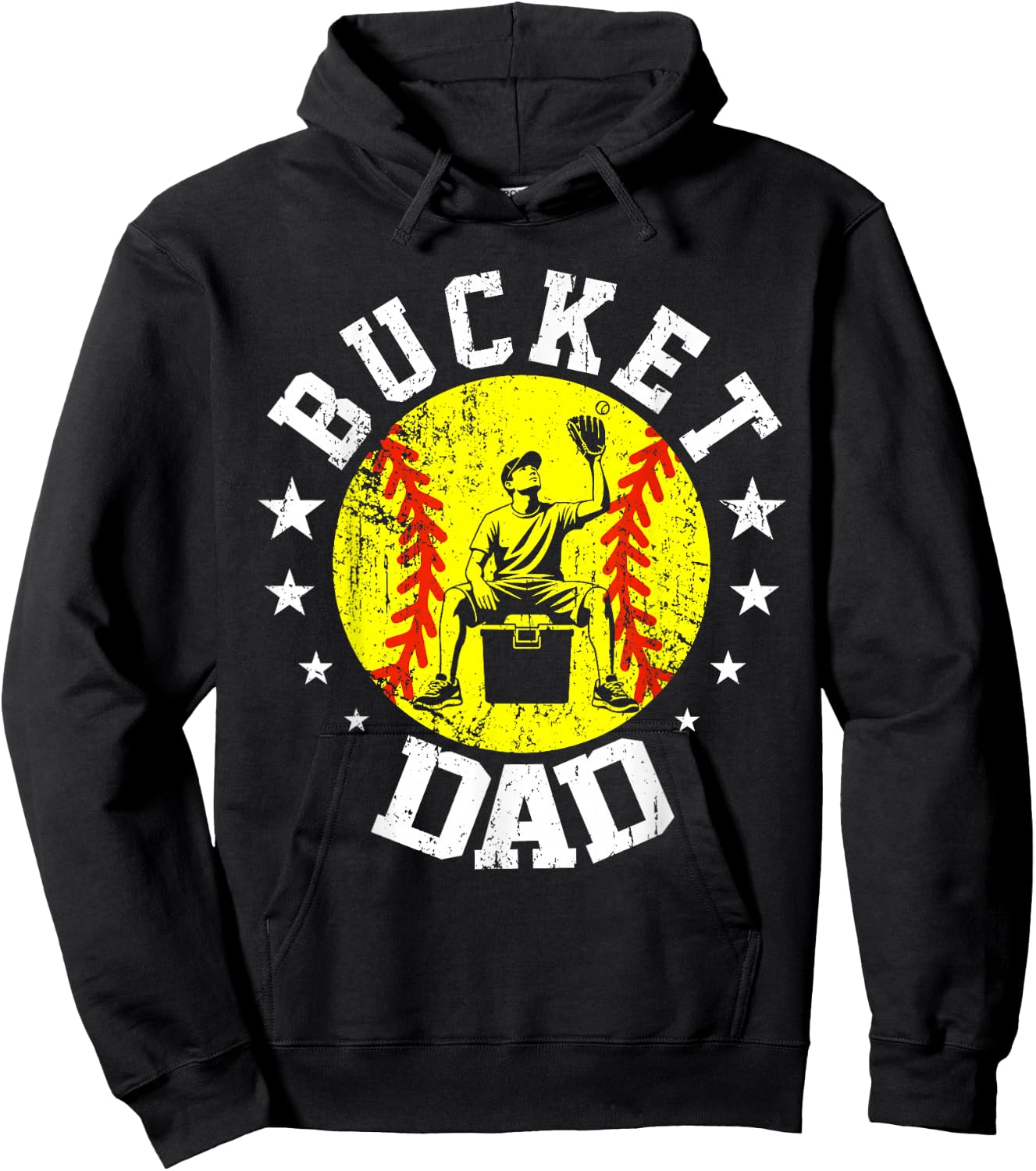 Bucket Dad Softball Dad Funny Father's Day Sports Daddy Men Hoodie - Hoodie | Black