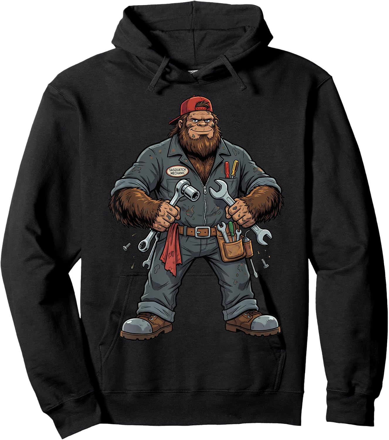 Bigfoot Auto Mechanic Sasquatch Car Repair Specialist Hoodie - Hoodie | Black