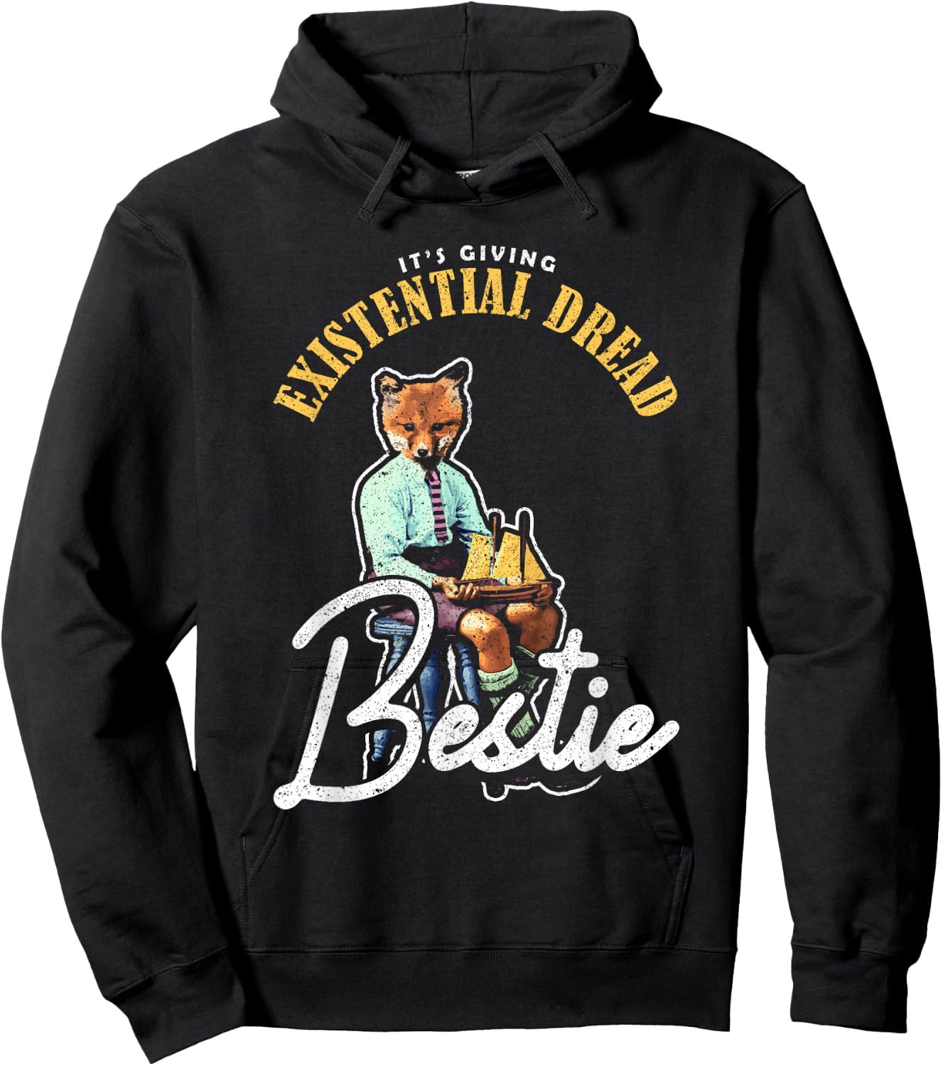 It'S Giving Existential Dread, Bestie Existential Dread Hoodie - Hoodie | Black