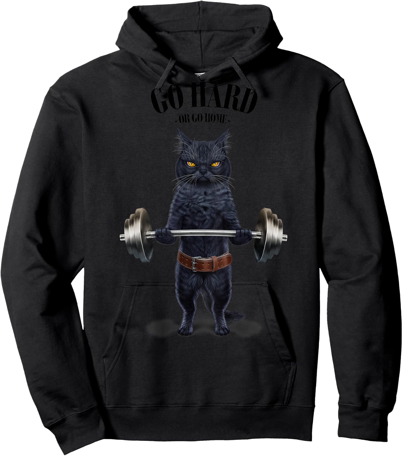 Black Cat Weightlifting in Fitness Gym Men Women Girls Kids Hoodie - Hoodie | Black