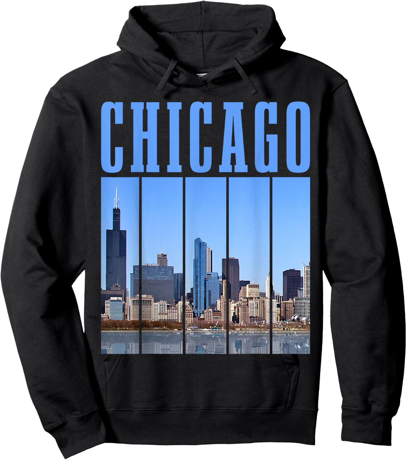 Chicago Illinois Vintage Pride Chicago Skyline Hoodie - Hoodie | Black