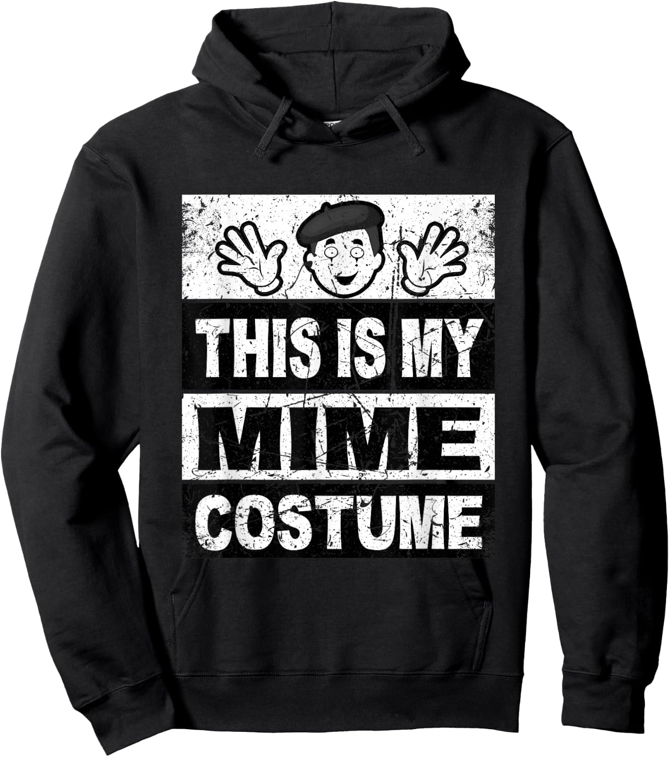 Retro Mime Costume Shirt Boys Mask Lazy Outfit Hoodie - Hoodie | Black