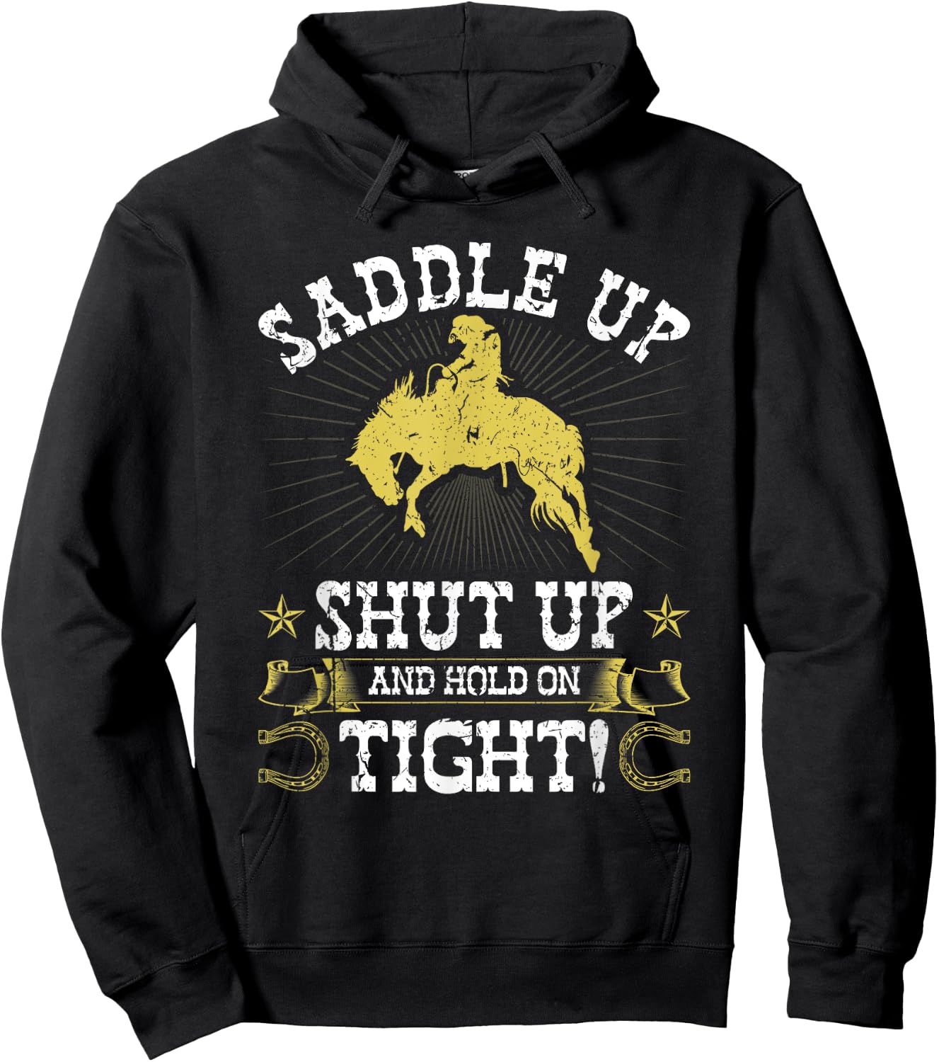Rodeo Saddle Up, Bronc Riding Cowboy Rodeo Western Hoodie - Hoodie | Black