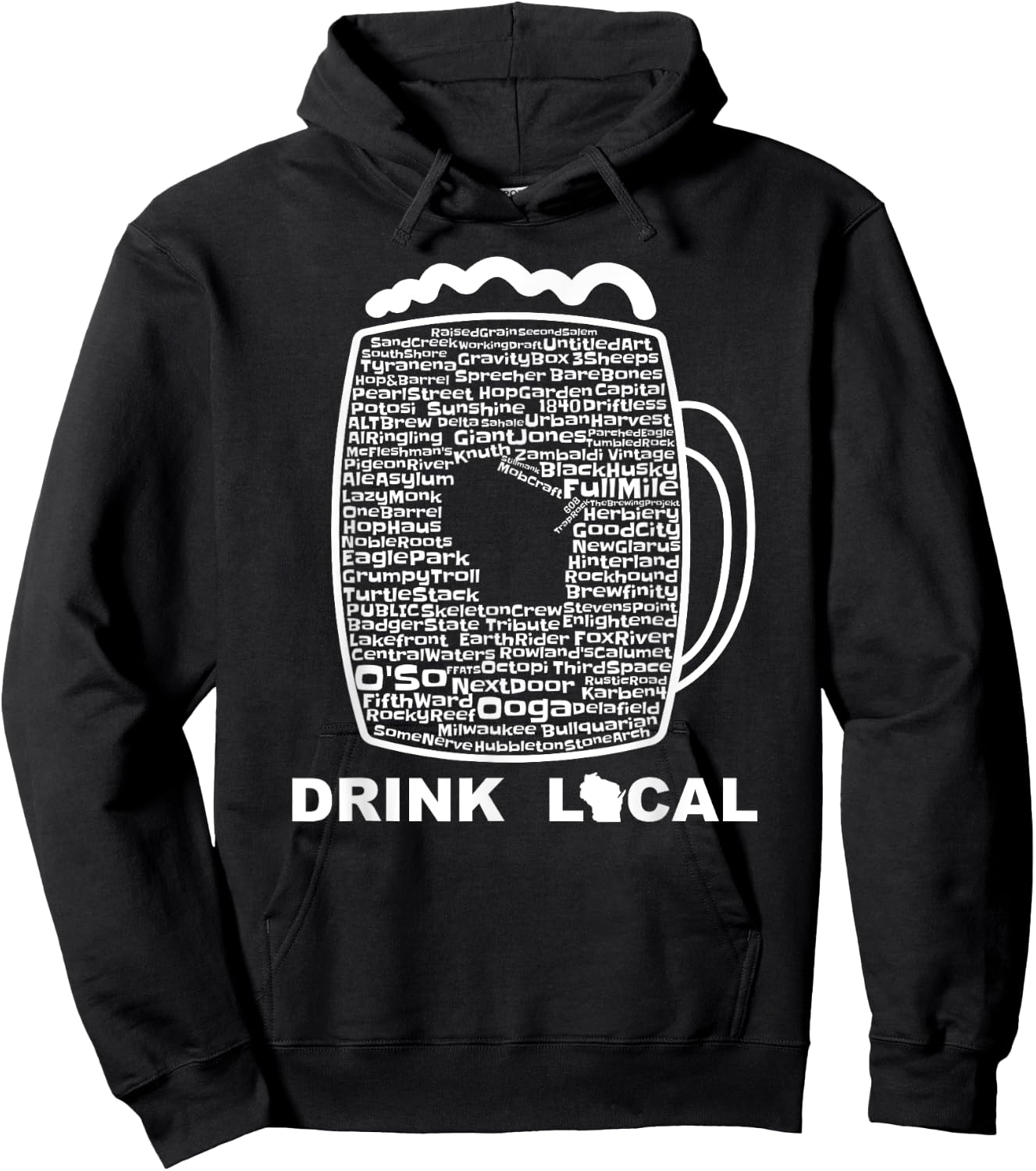 Drink Local Wisconsin Breweries Craft Beer Hoodie - Hoodie | Black