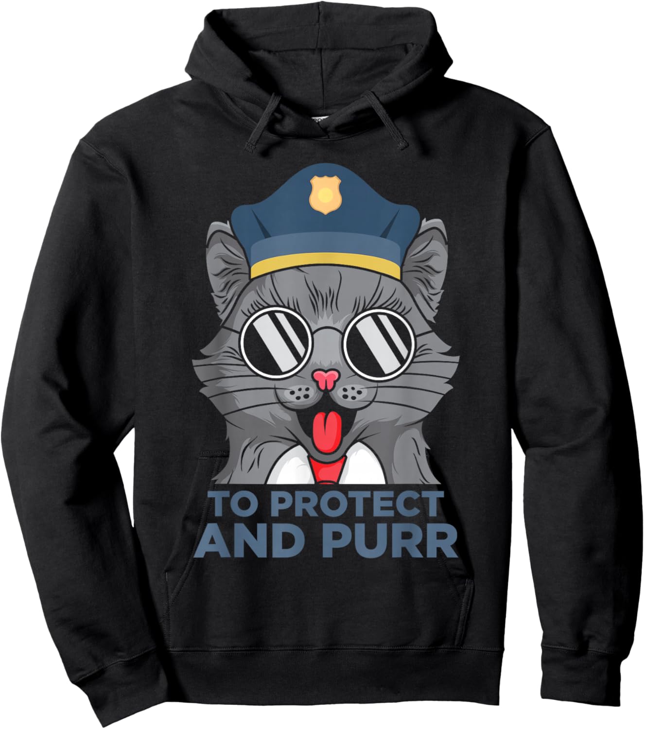 Funny Police officer Cat Cop Protect detective Hoodie - Hoodie | Black