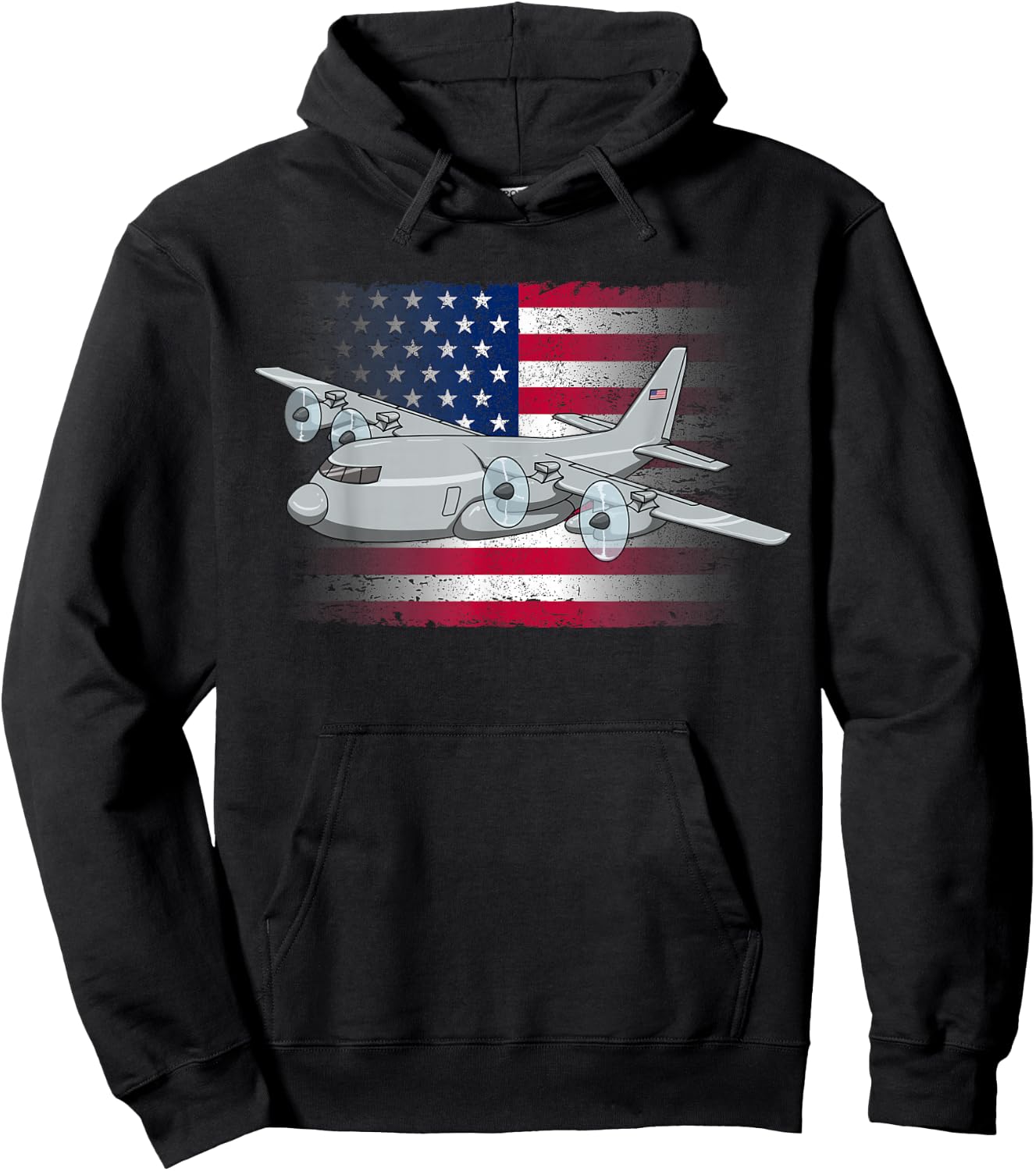 Flying C-130 American Flag Military Airplane C130 Hercules Women Kids Men Hoodie - Hoodie | Black