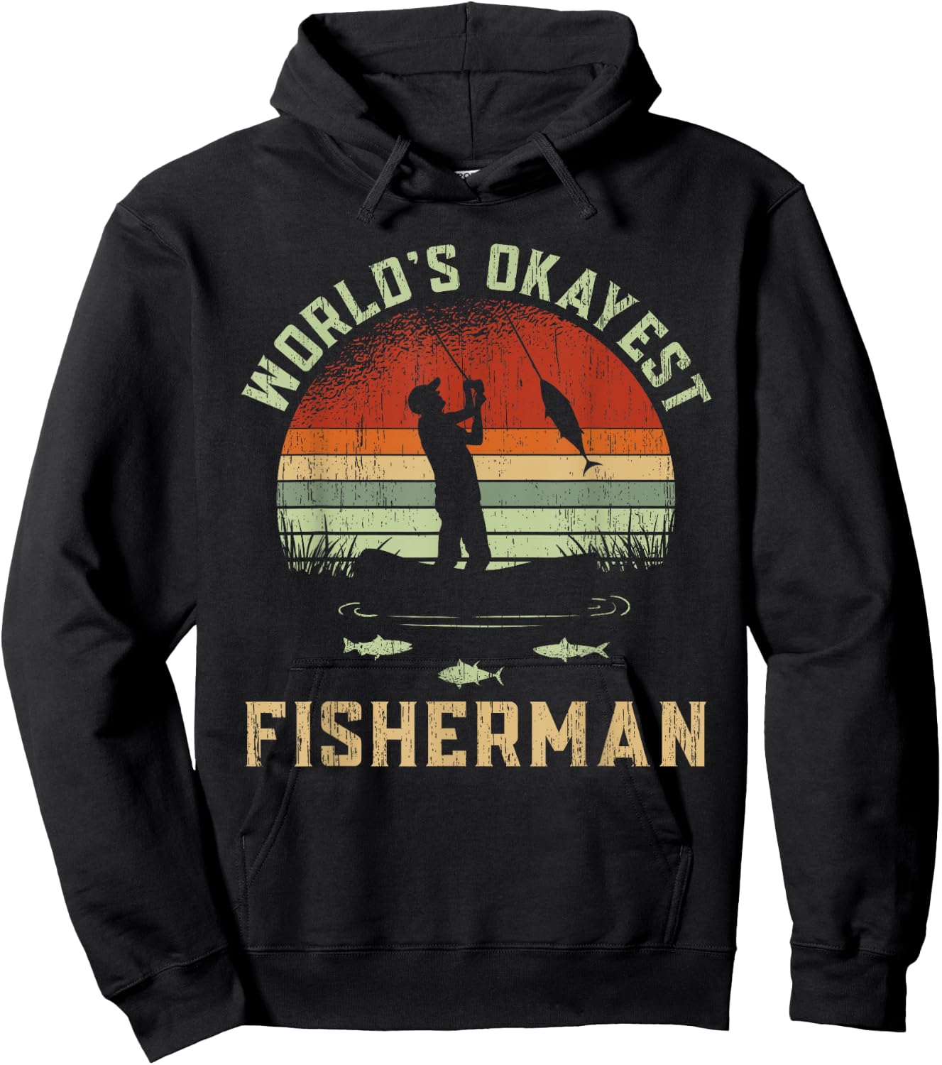 World Okayest Fisherman Vintage Hoodie - Hoodie | Black
