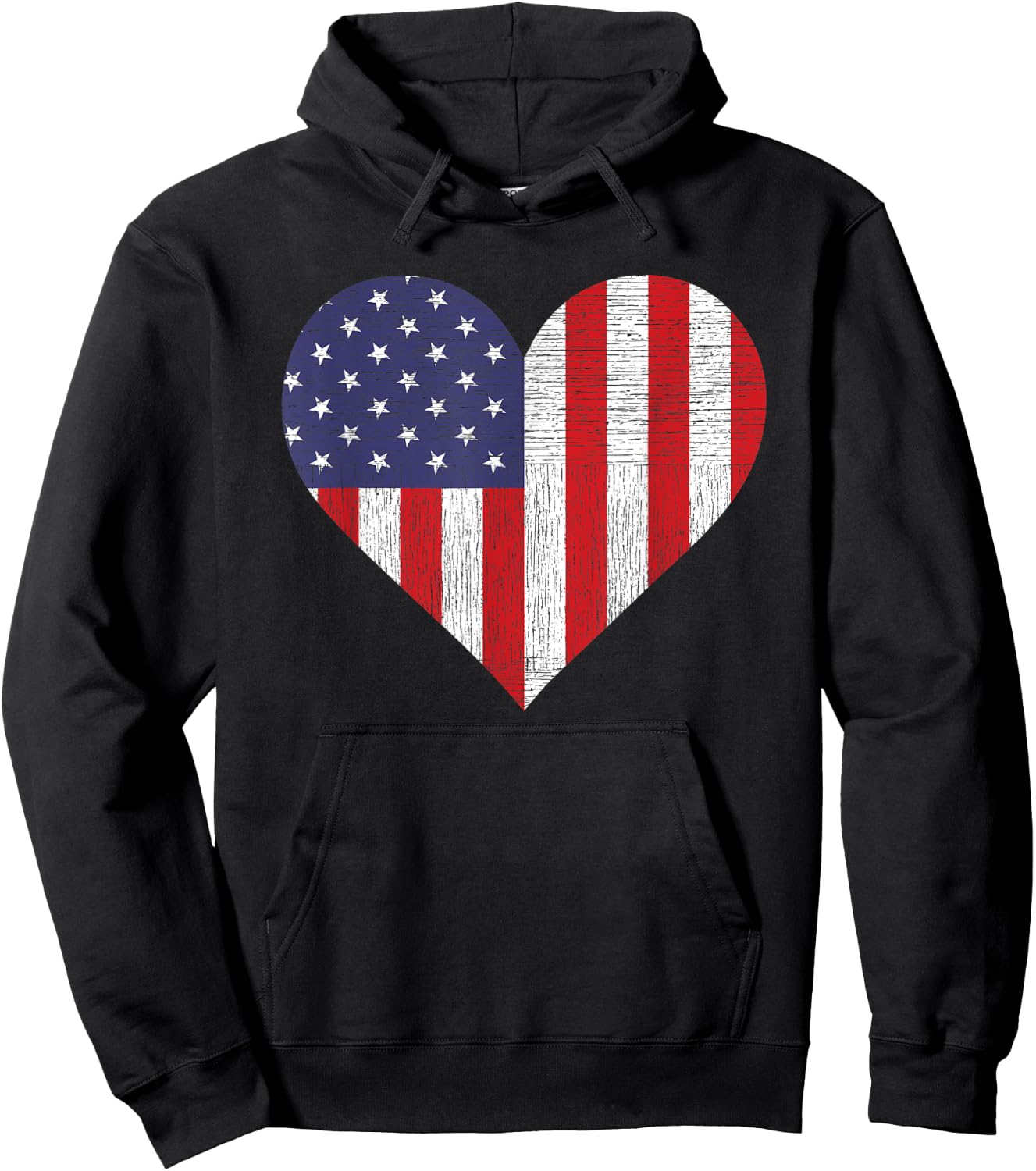 American Flag Heart Patriotic USA 4th of July Hoodie - Hoodie | Black