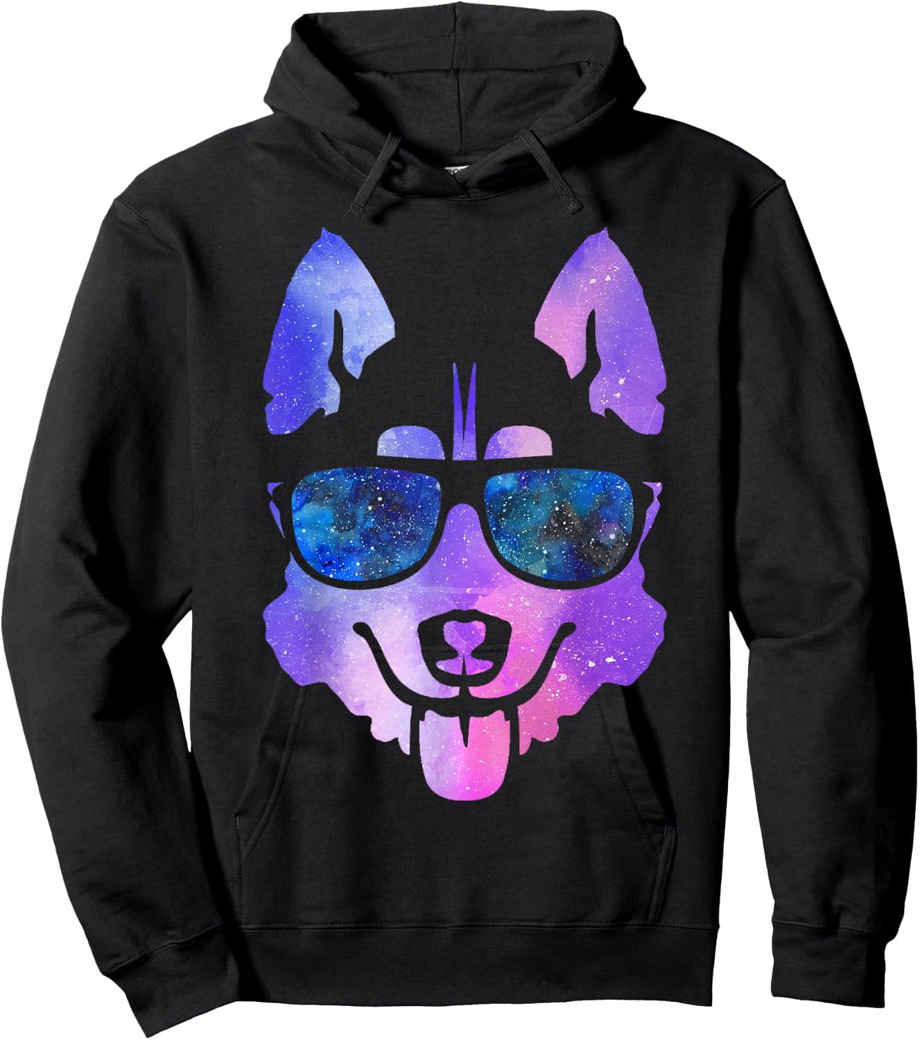 Galaxy Husky Dog Galaxy Space Dog Shirt Women Girls Kids Hoodie - Hoodie | Black