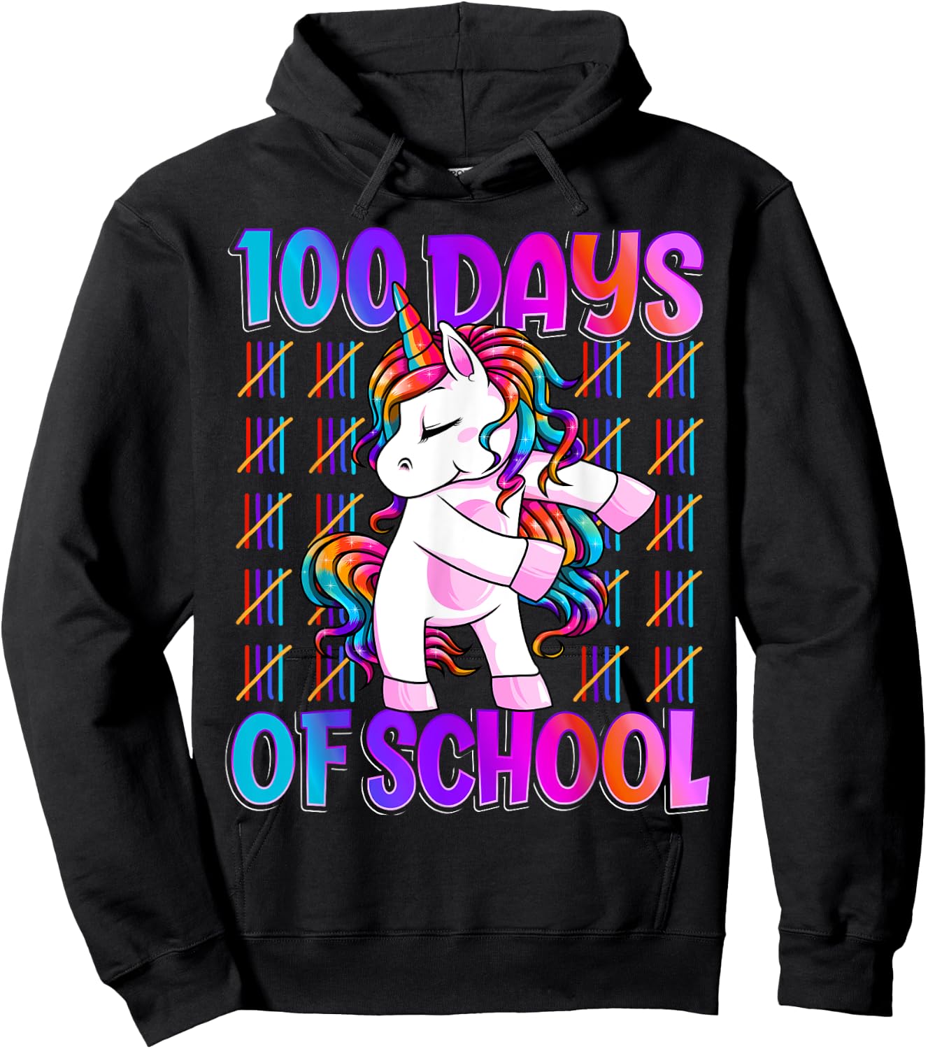 100 Magical Day of School And Still Awesome 100 Days Smarter Unicorn Kids School Shirt Black -Kids Small Hoodie - Hoodie | Black