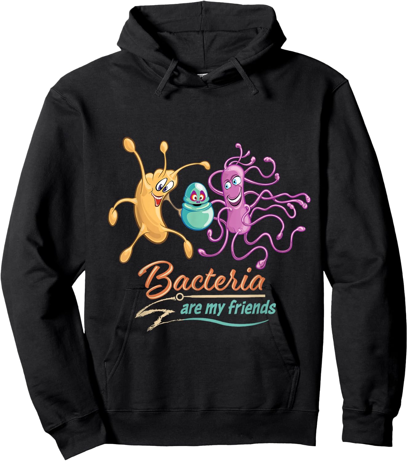 Microbiology - Bacteria Are My Friends Retro Culture Cartoon Hoodie - Hoodie | Black