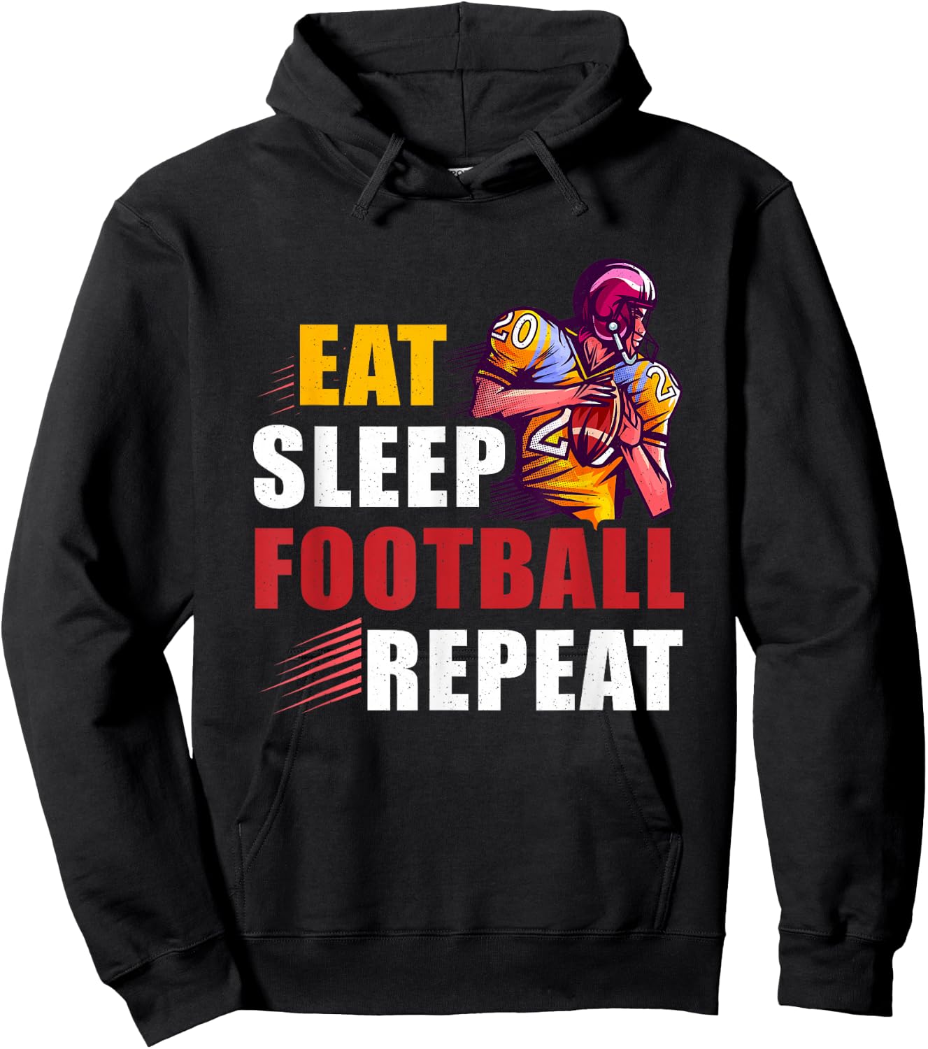 Football Player Sport Athlete Fan Game-Day Motivation Repeat Hoodie - Hoodie | Black