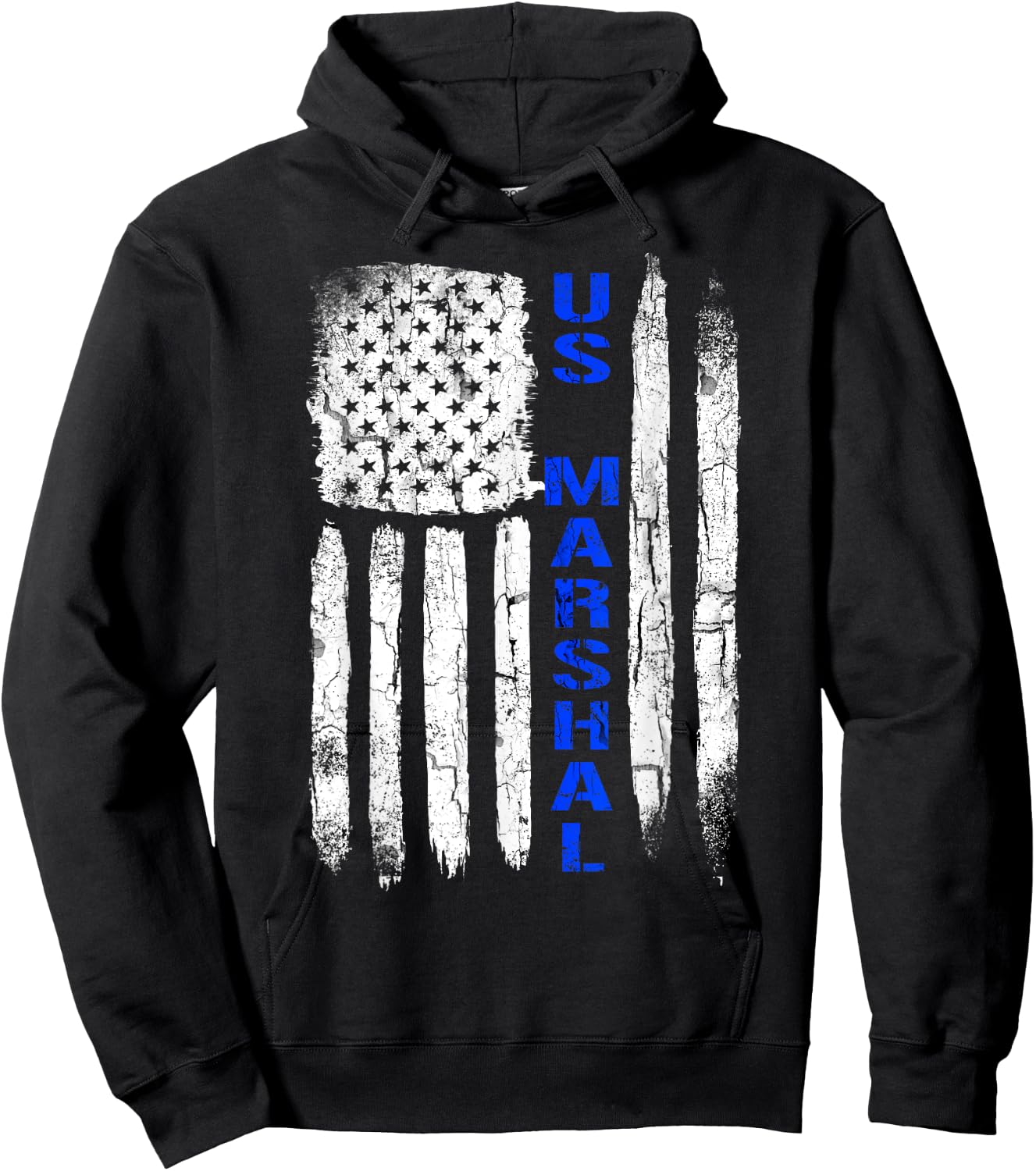 Thin Blue Line Flag American U.S. Marshal Shirt Hoodie - Hoodie | Black