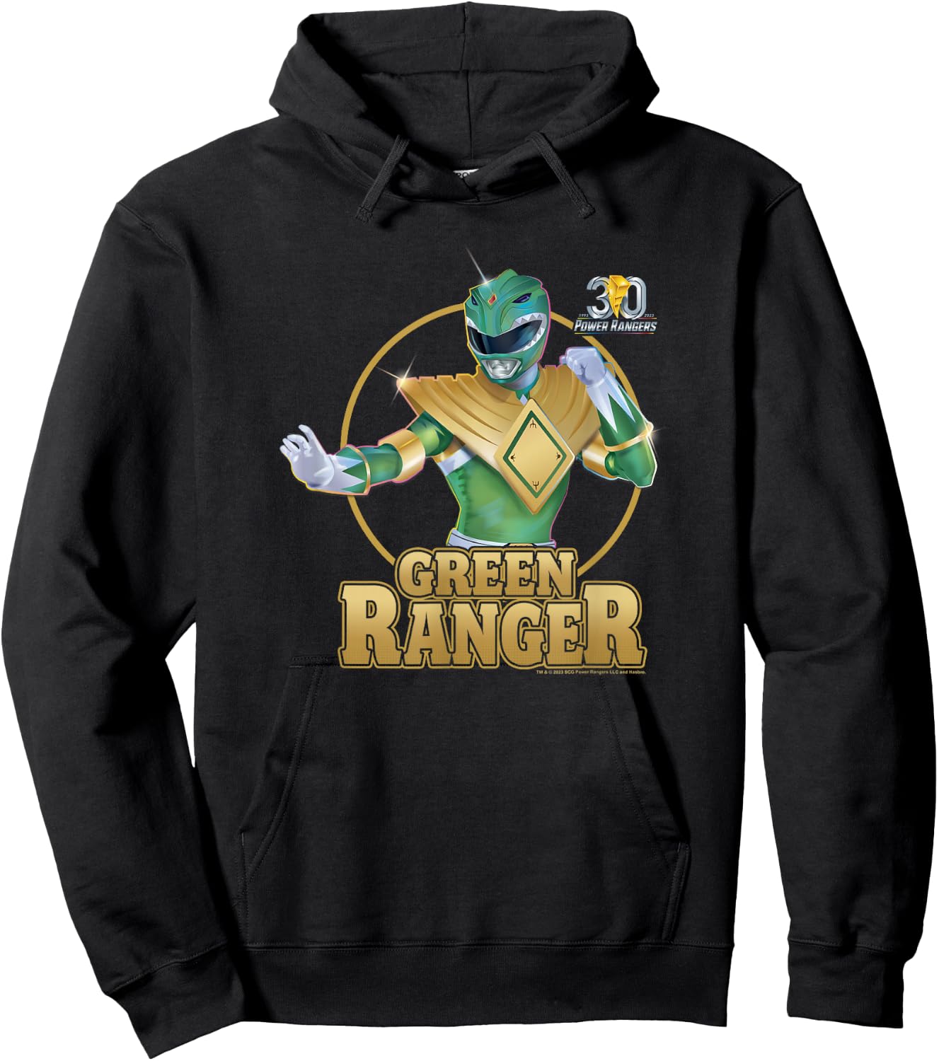 Power Rangers 30th Anniversary Green Ranger Vintage Portrait Hoodie - Hoodie | Black