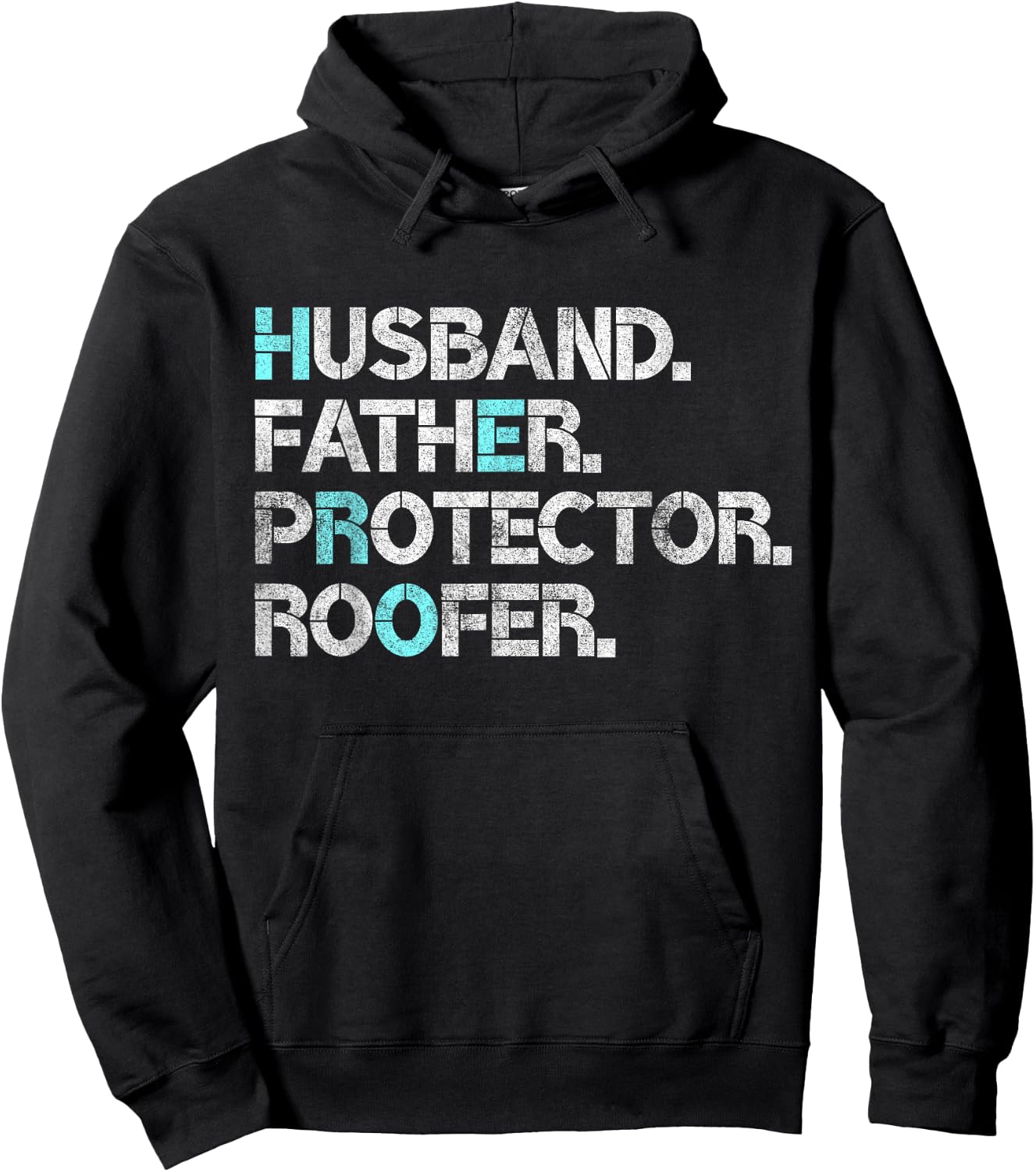 Husband Father Protector Roofer Gift Roofing Contractor Dad Hoodie - Hoodie | Black