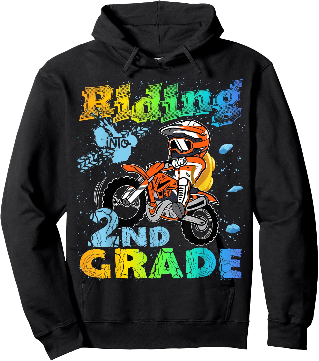 Riding Into 2nd Grade Dirt Bike Backpack For Boys Girls Hoodie - Hoodie | Black