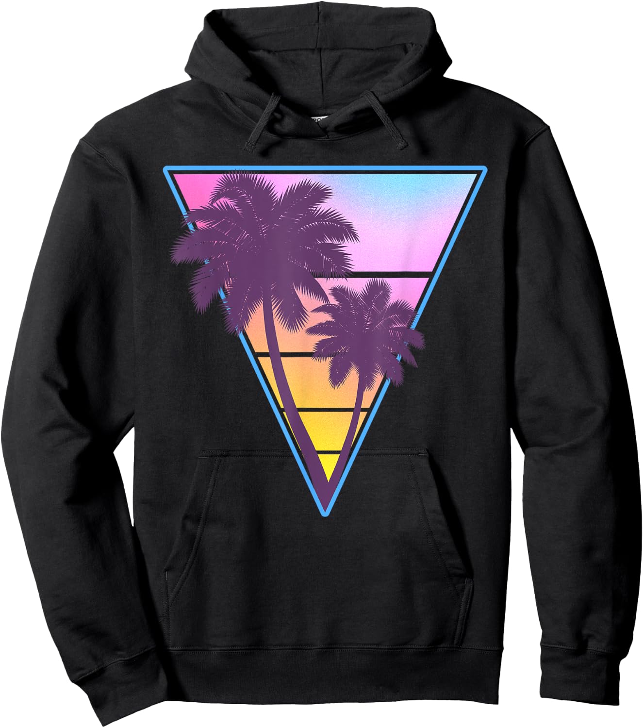 Vaporwave Aesthetic Sunset 1990s 1980s Retro Palm Tree Beach Men Women Kids Hoodie - Hoodie | Black