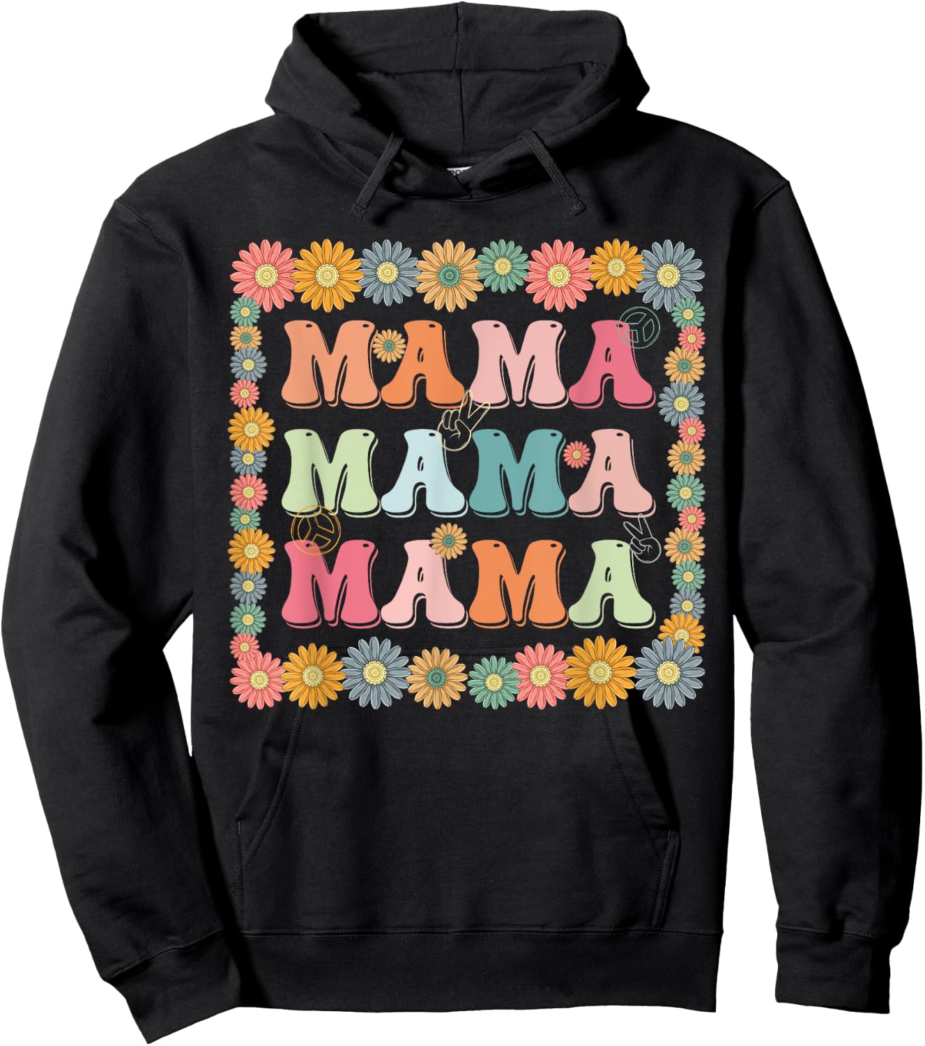 Groovy Mama Family Matching Mother's Day Party Women Hippie Hoodie - Hoodie | Black