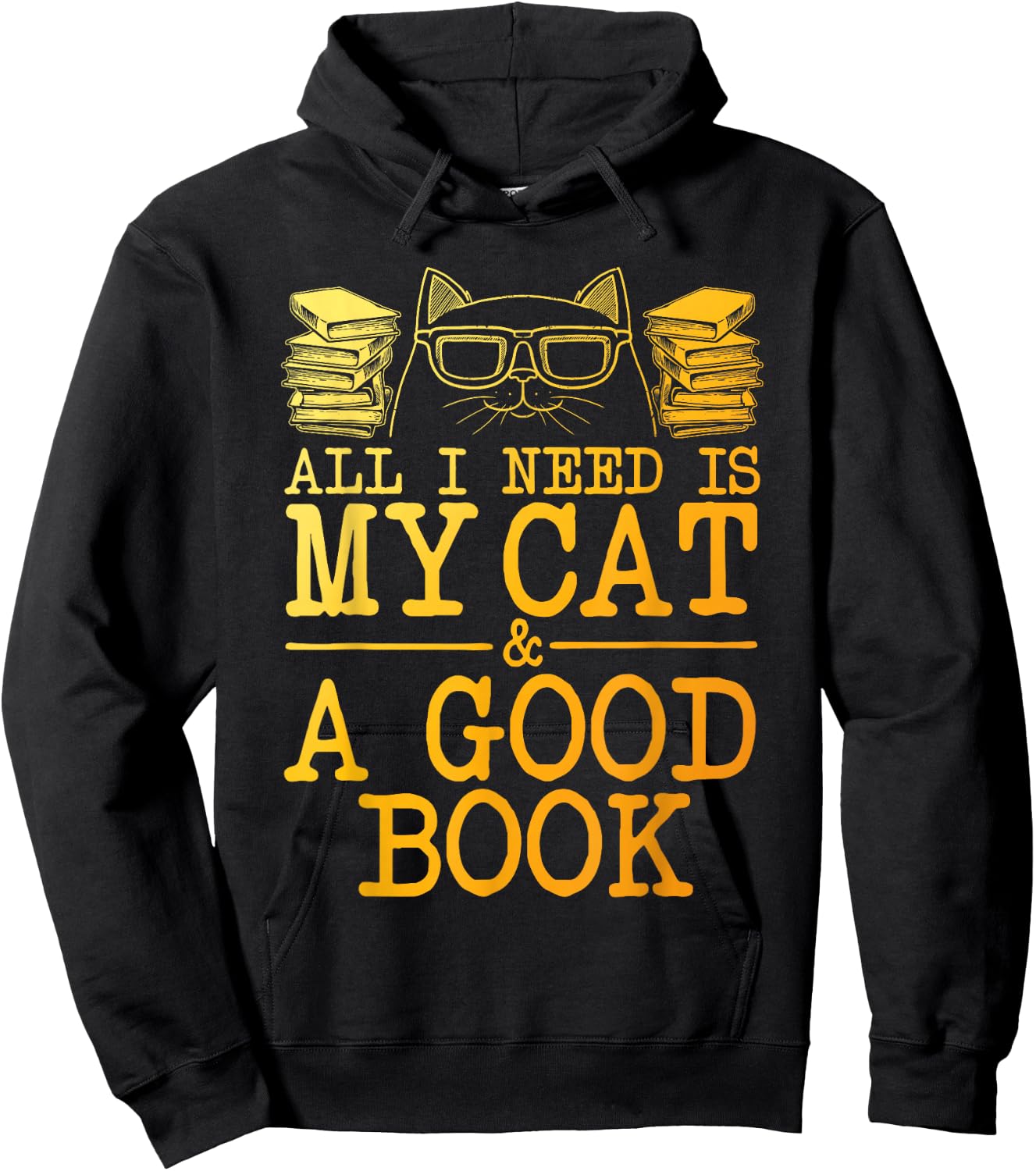 Cat & Book Art Women Cat Librarian Novel Book Lover Hoodie - Hoodie | Black