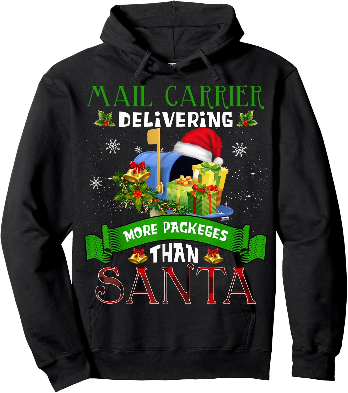 Delivering more packages than Santa Funny Postal Worker Xmas Hoodie - Hoodie | Black