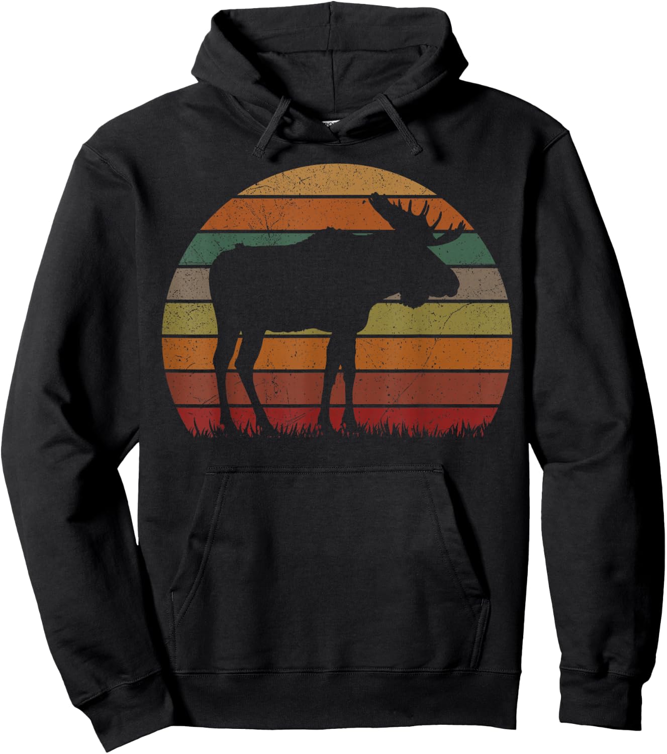 Funny Moose in Sunset Camping Lovers Gift Happy Camp Hoodie - Hoodie | Black