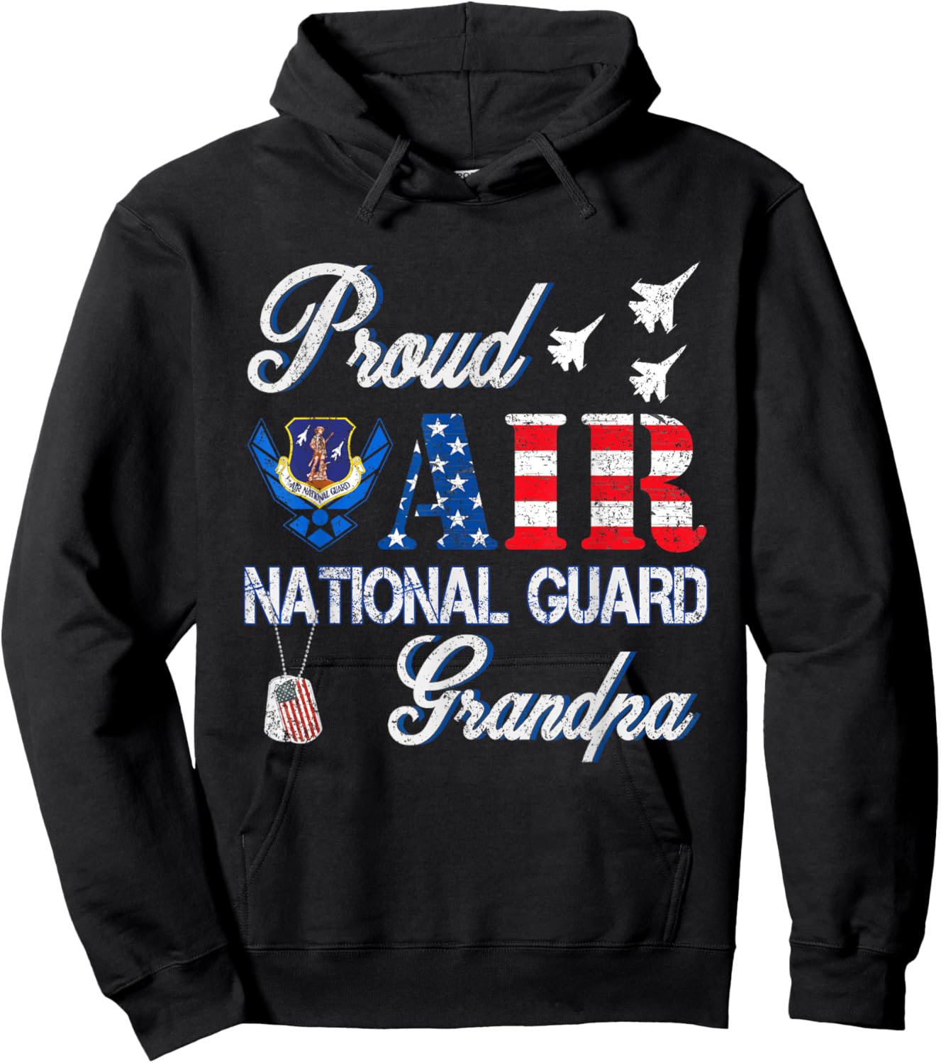 Proud Air National Guard Grandpa Air Force Veterans Day Hoodie - Hoodie | Black