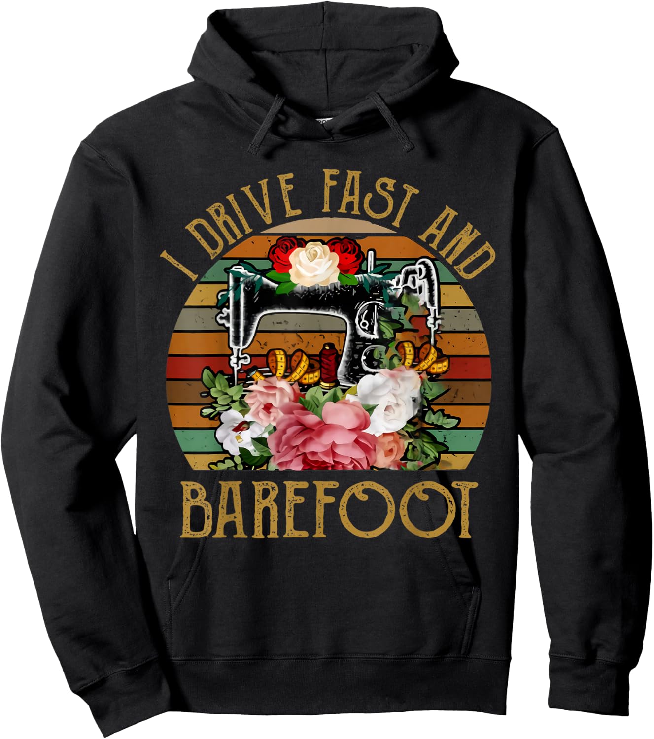 I Drive Fast And Barefoot Funny Quilting Hoodie - Hoodie | Black